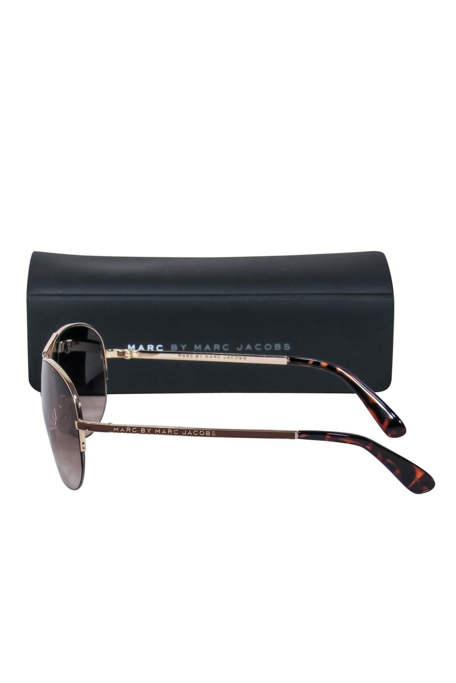 Marc by Marc Jacobs Light Gold Aviator Sunglasses - Stylish Travel Essential