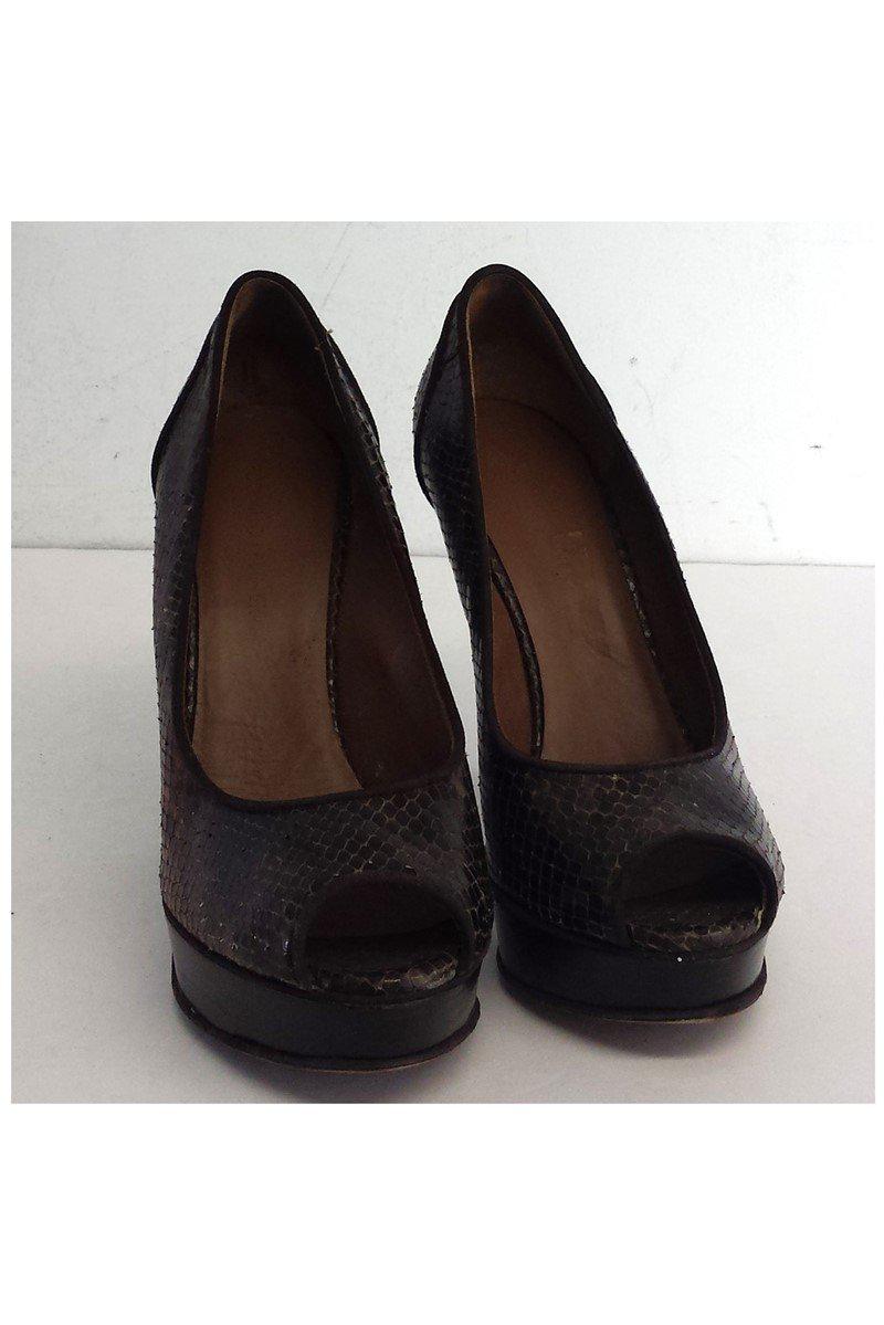 Donald J Pliner's Stunning Dark Brown Snakeskin Leather Pumps in Size 9 - Grab Yours Now!