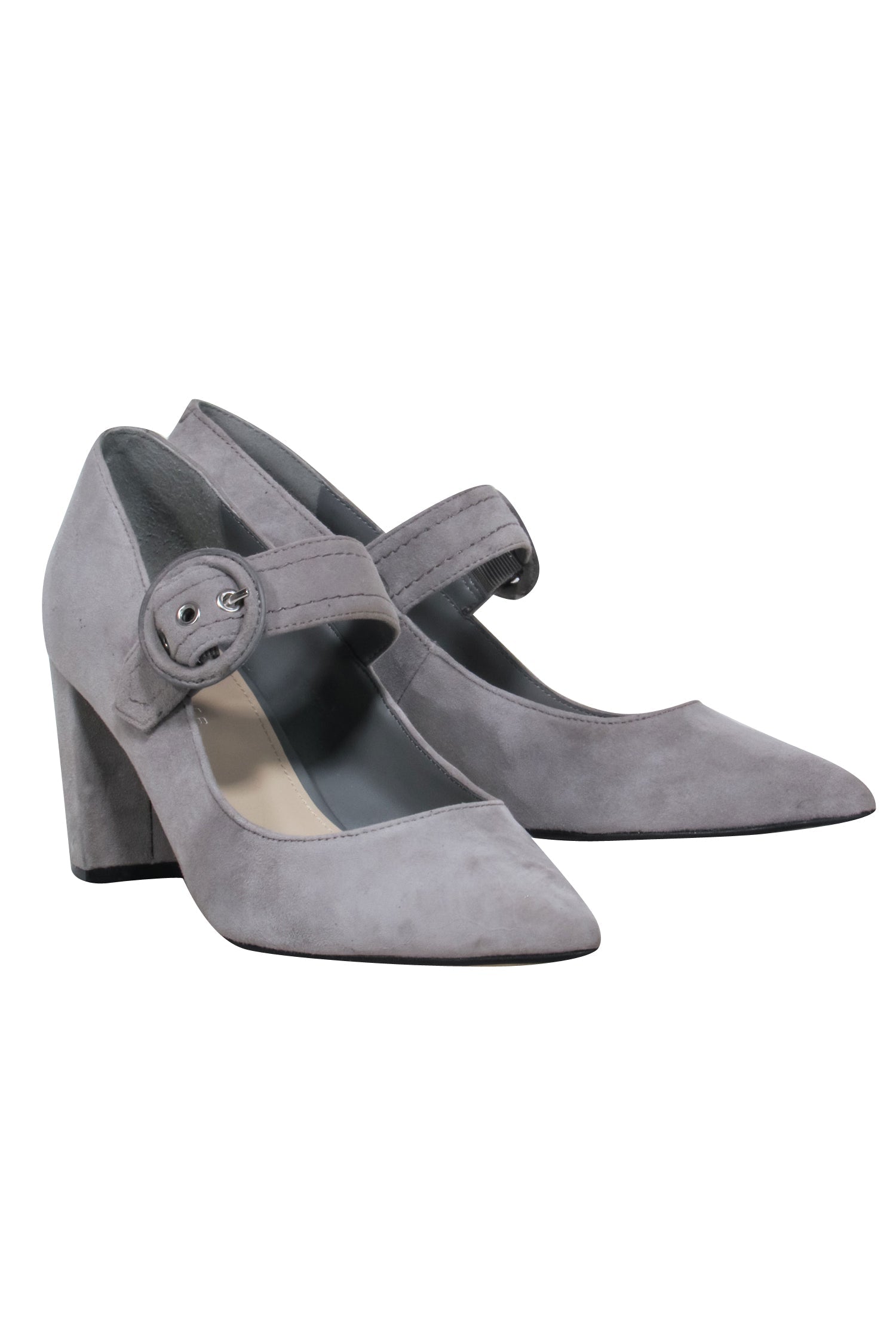 Marc Fisher Grey Suede Mary-Jane Pumps with Buckle Closure - Size 7.5 - A Fashion Must-Have!