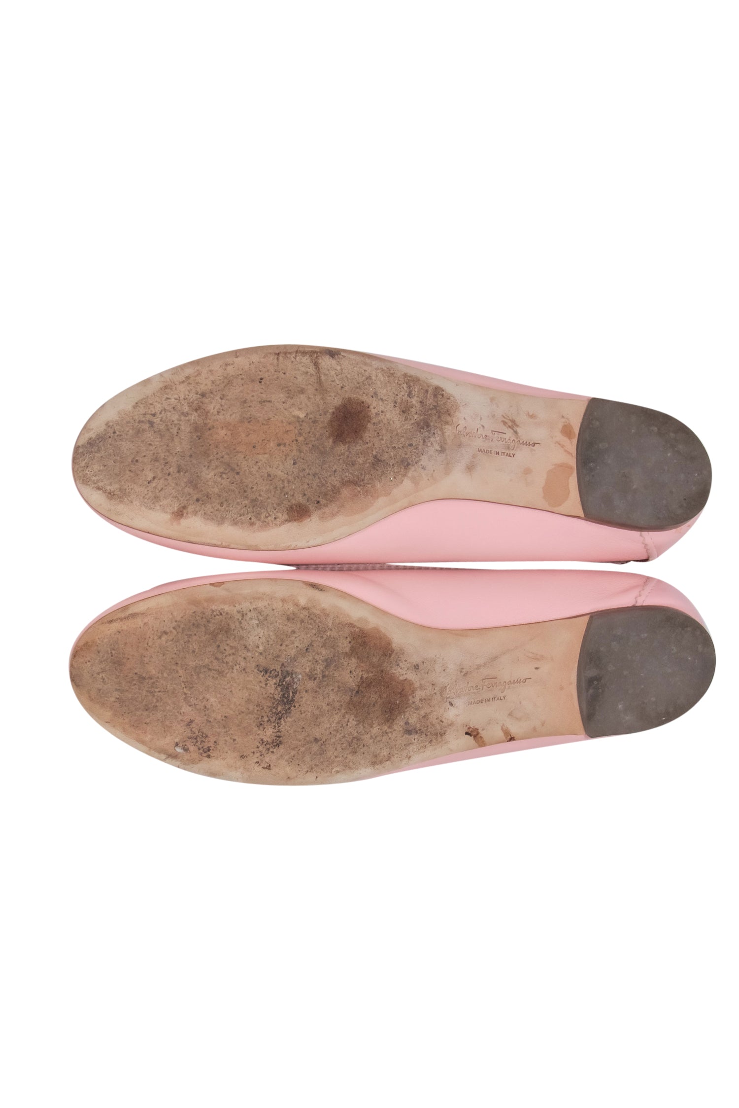 Ferragamo Pink Ballerina Flats with Twisted Rope Bow - Size 6