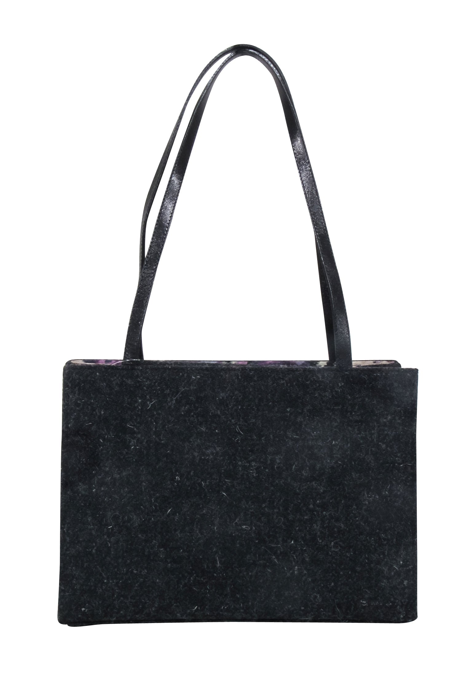 Kate Spade Charcoal Grey Wool Luxury Handbag with Leather Accents