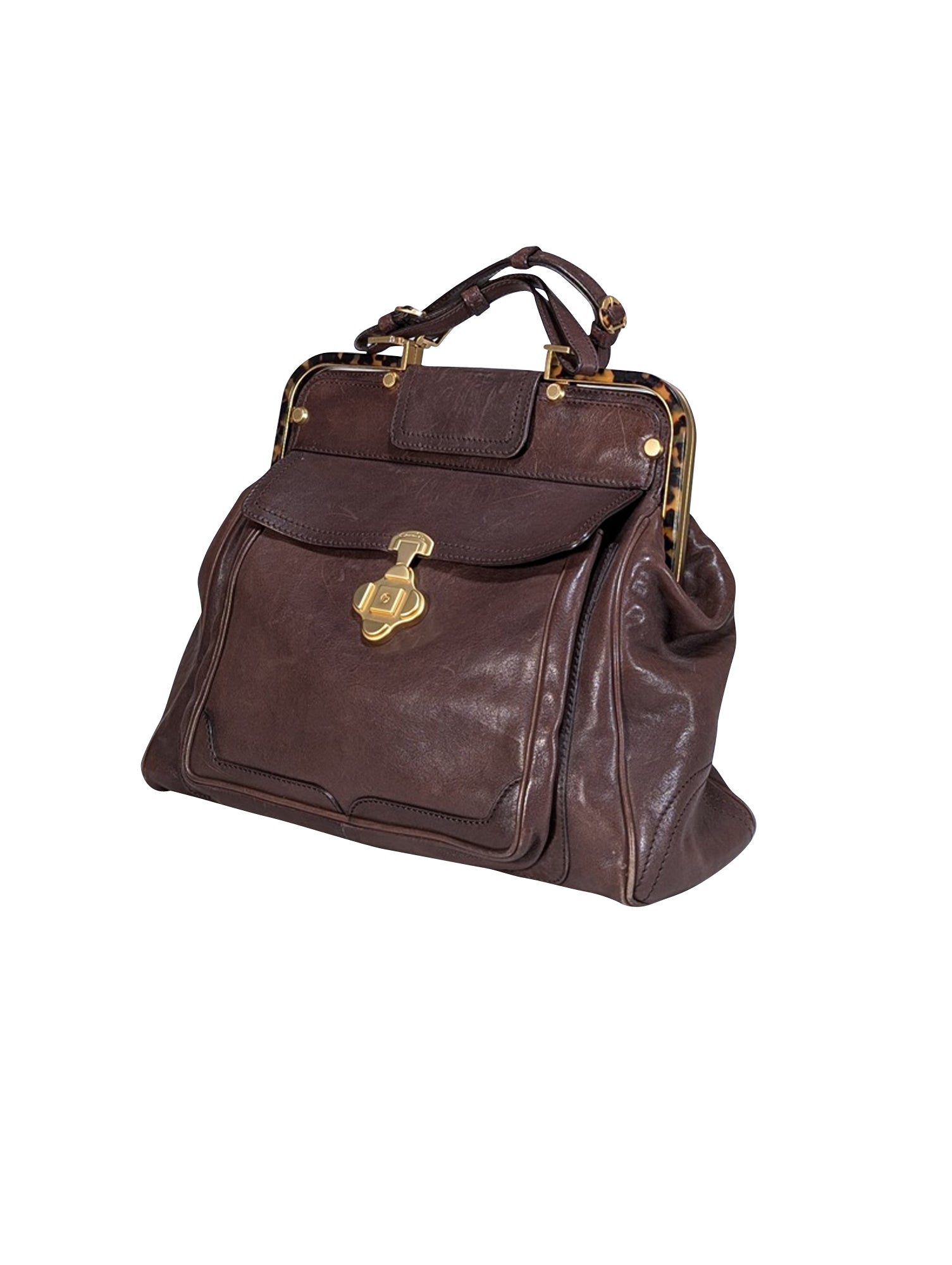 Oscar de la Renta - Exquisite Brown Leather Large Handbag