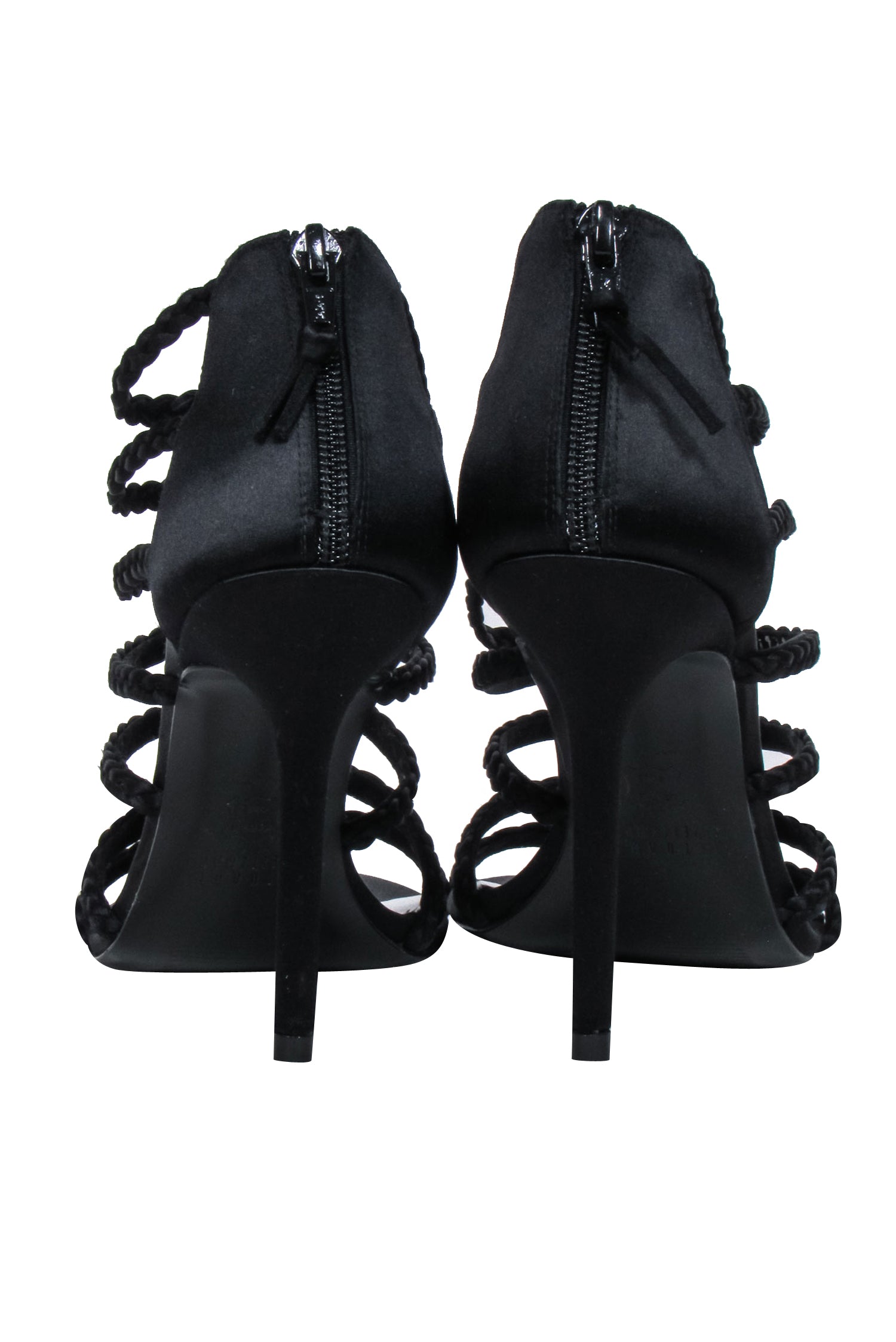 Stuart Weitzman's Irresistible Black Braided Strappy Sandal Heels - Size 8