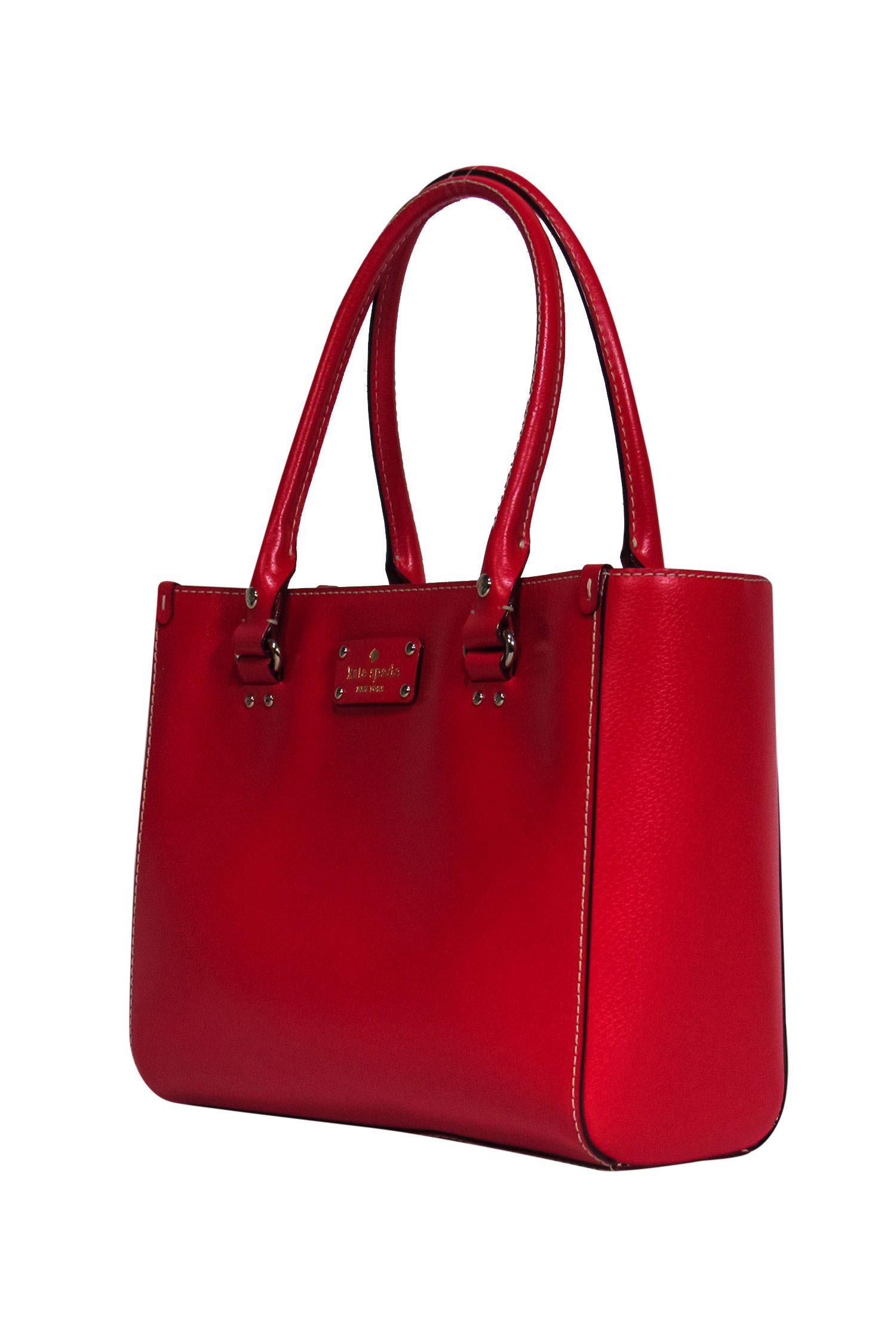 Kate Spade Red Leather Tote-Style Satchel: A Bold Fashion Statement