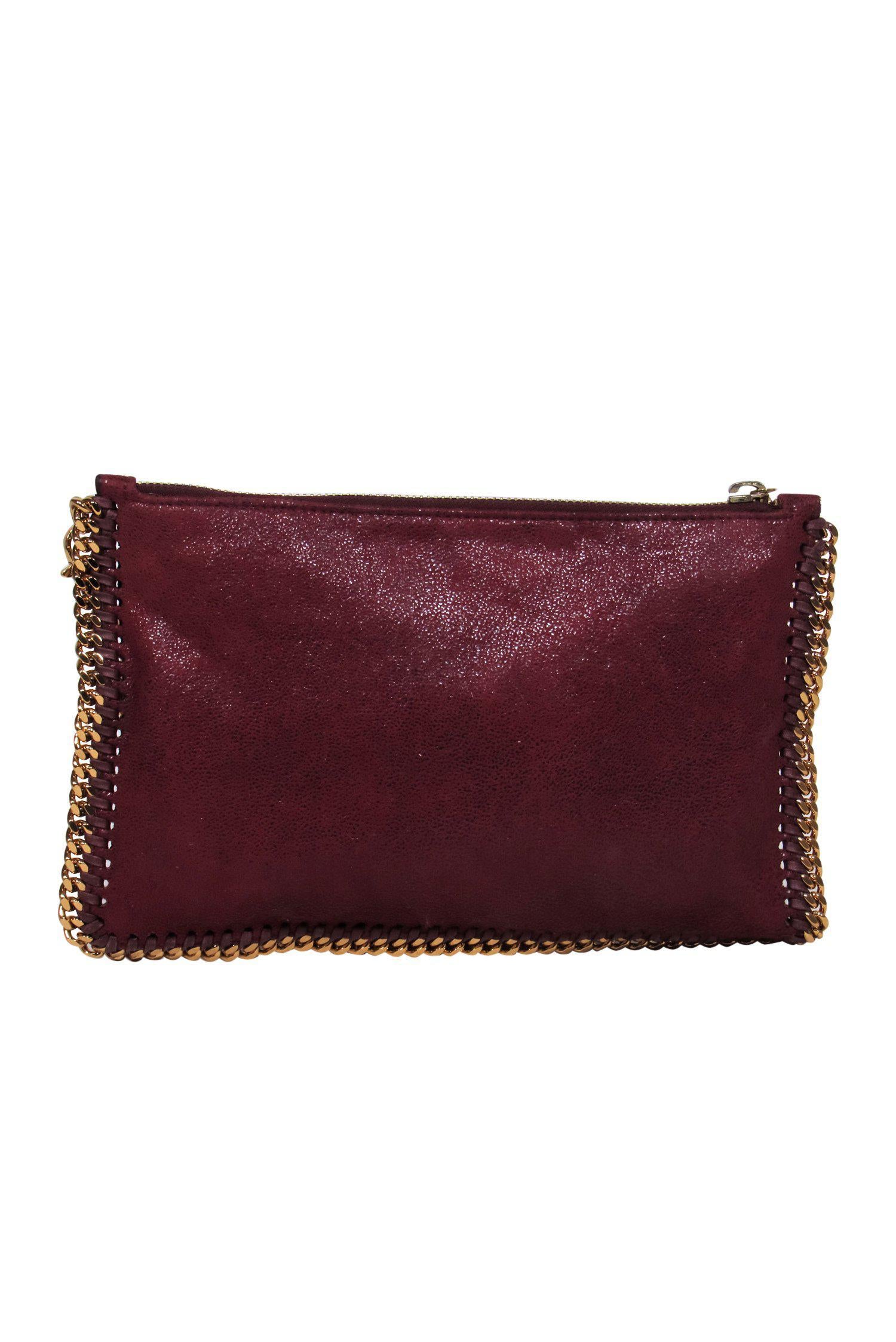 Stella McCartney - Must-Have Burgundy Vegan Suede Falabella Mini Handbag with Chain Strap