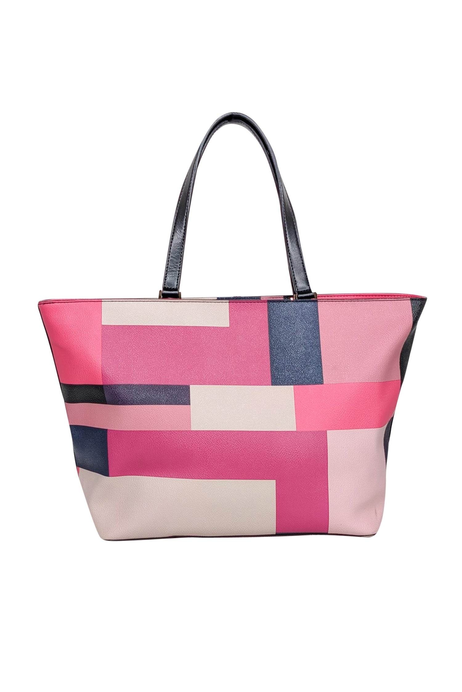 Kate Spade - Chic Pink, Cream & Navy Color Block Tote Bag