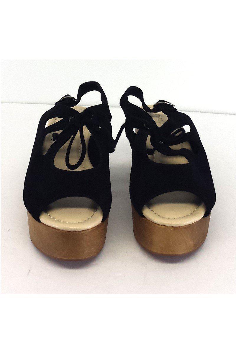 Gorgeous Madison Harding Black Suede Wooden Platform Heels in Size 7 - Grab Yours Now!