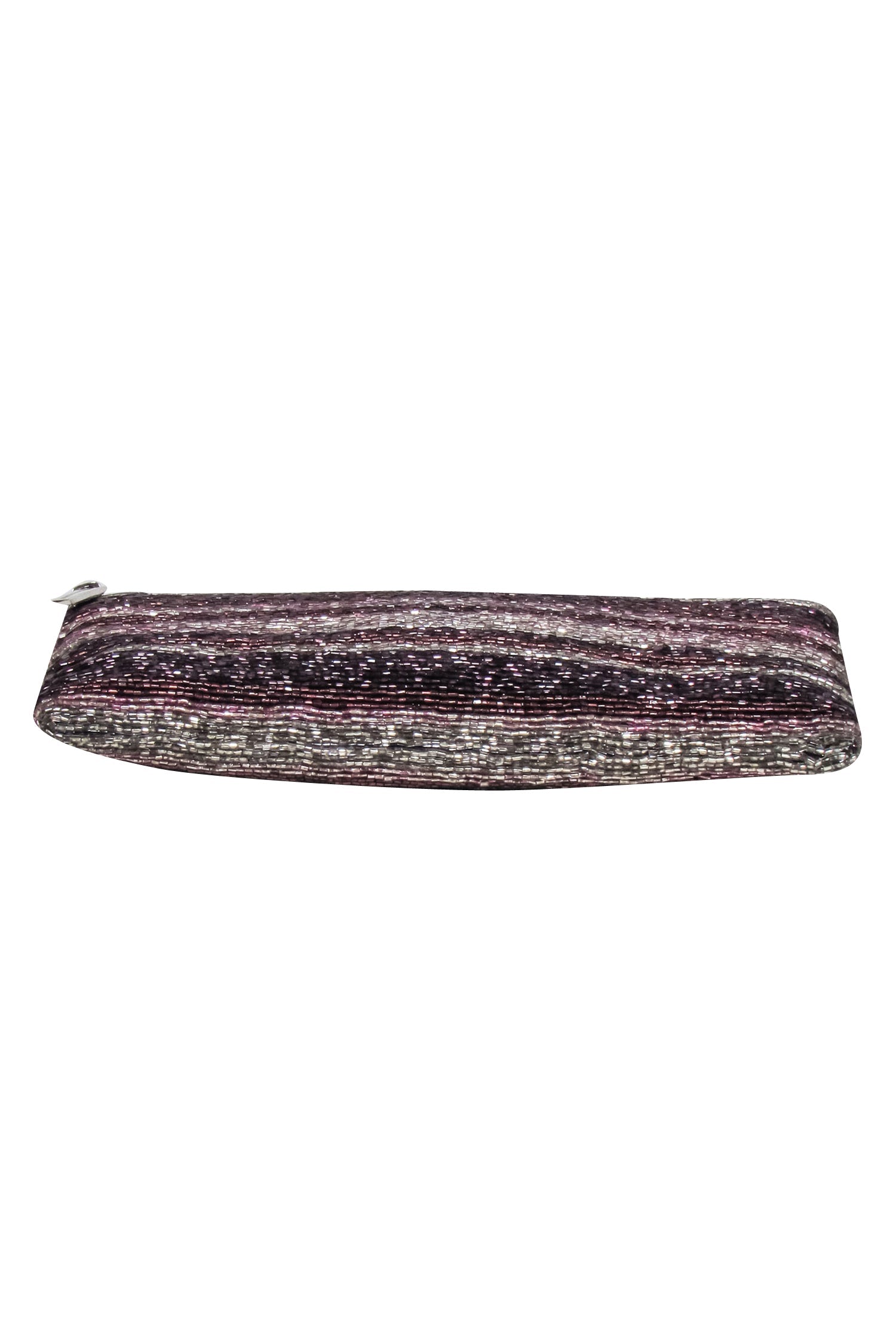 BCBG Max Azria - Stunning Purple & Beige Beaded Fold-Over Clutch