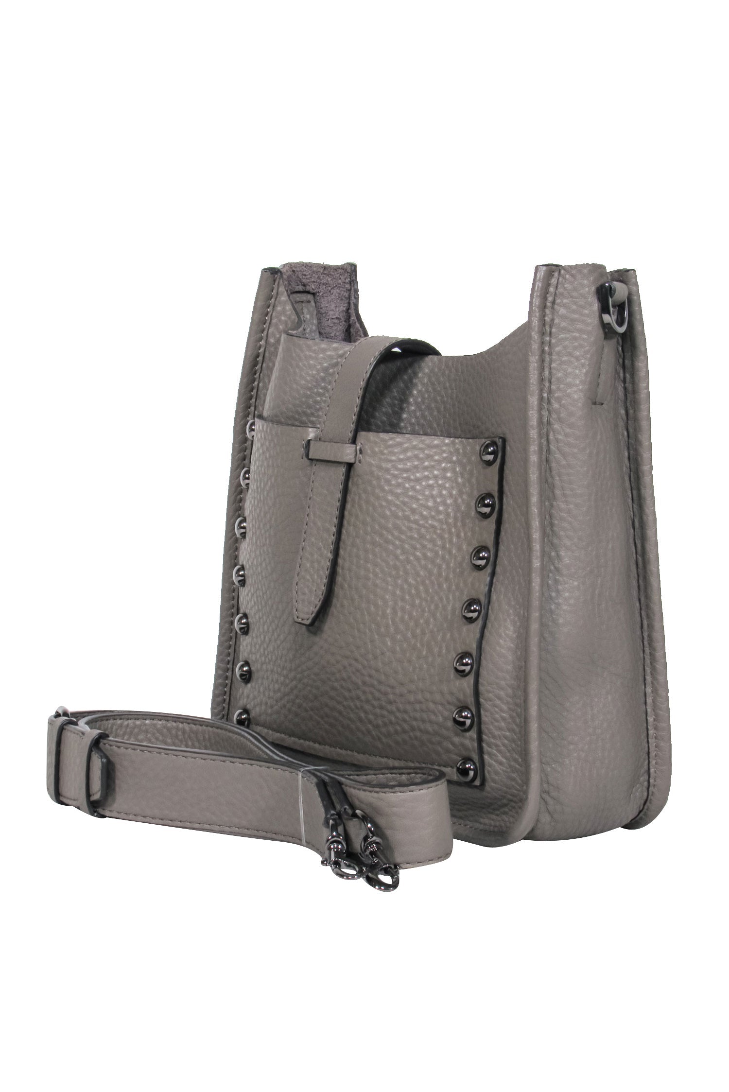 Rebecca Minkoff Taupe Grey Leather Studded Crossbody Bag - Make a Bold Statement!