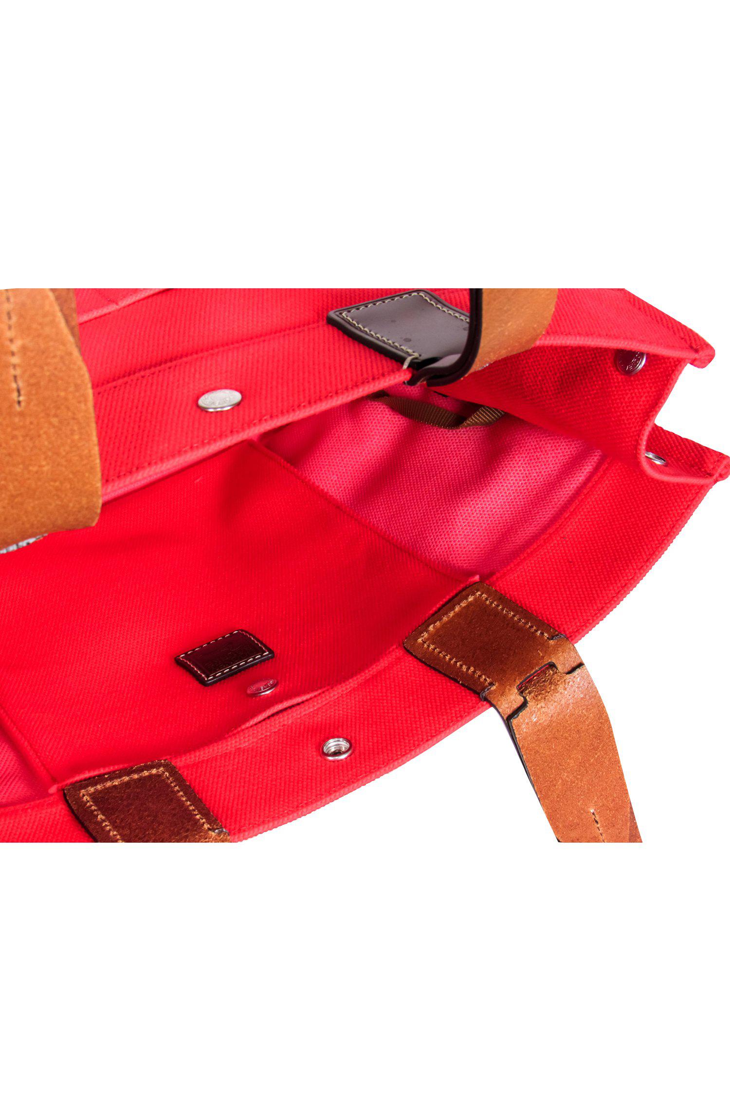 Dooney & Bourke - Stunning Red Woven Canvas Tote Bag with Leather Handles
