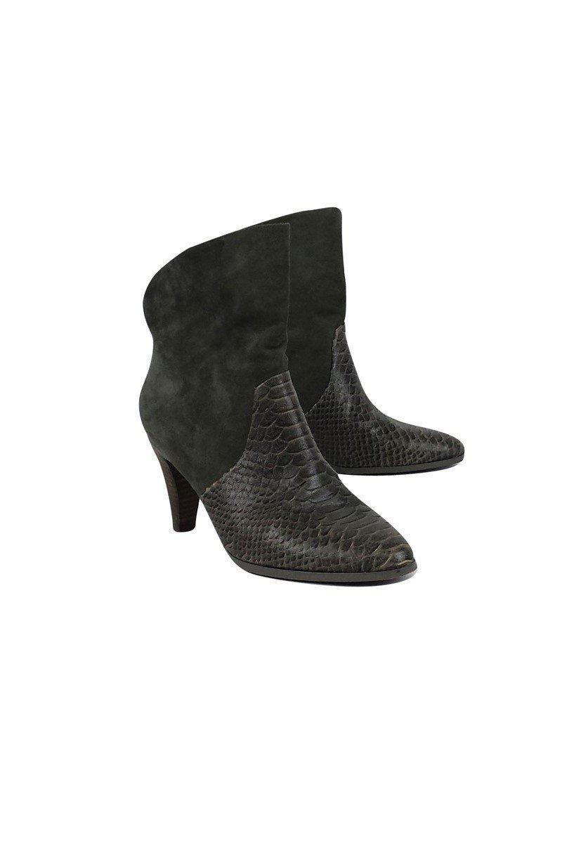 Rebecca Minkoff Grey Snakeskin Suede Booties - Size 8.5 - A Fashion Must-Have!