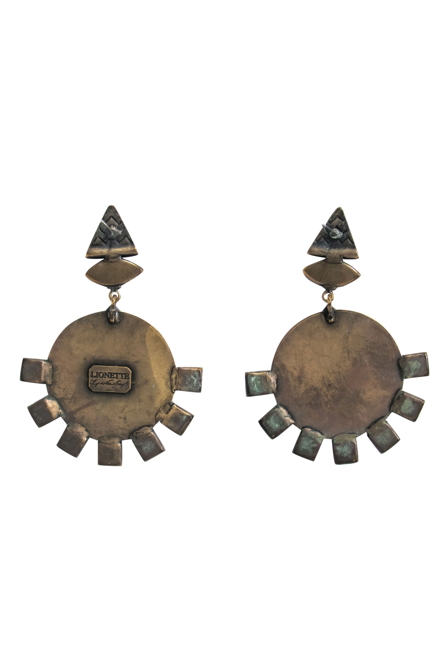 Lionette - Stunning Bronze Circle Earrings with Multicolored Gems