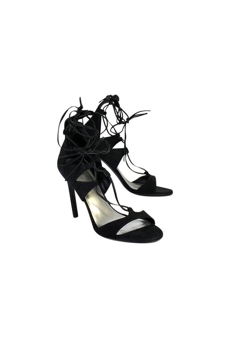 Stuart Weitzman's Alluring Black Strappy Heels - Size 7.5