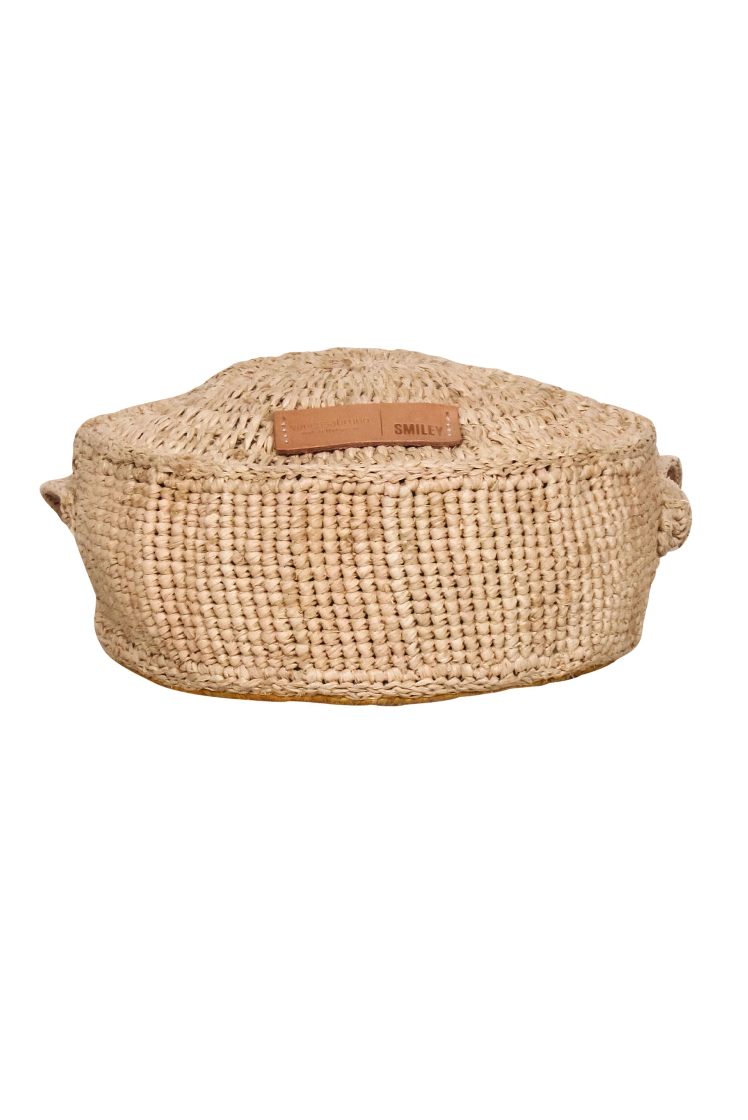 Vanessa Bruno x Smiley: Beige & Yellow Straw Smiley Face Crossbody Bag - Your Must - Have Summer Accessory