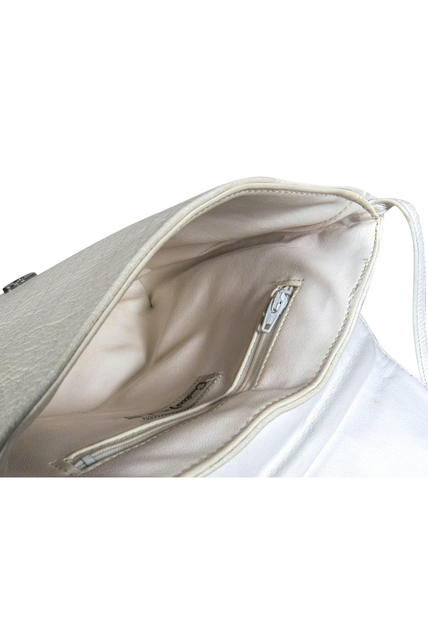 Carlos Falchi - Stunning White & Black Fold Over Crossbody with Snakeskin Patch