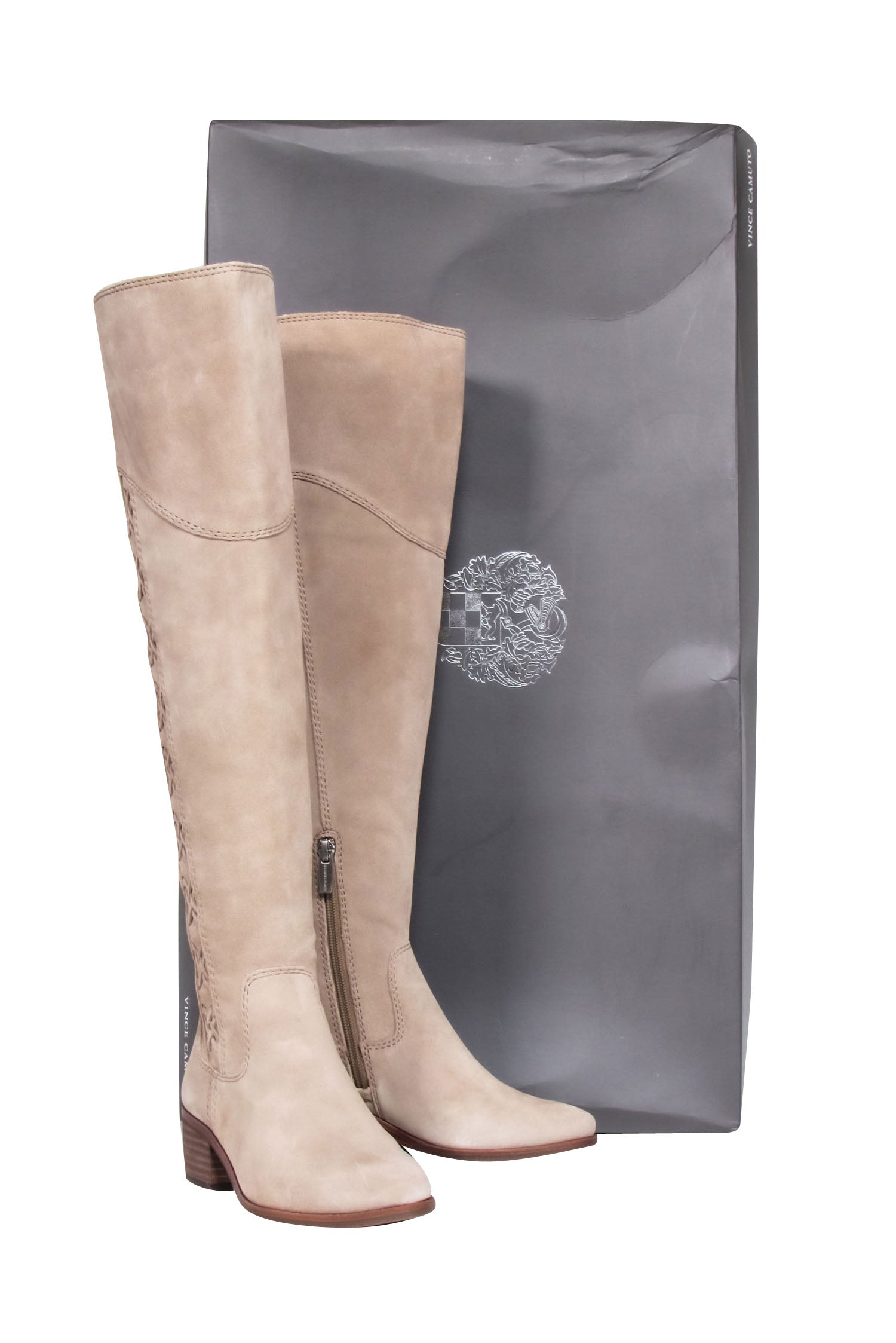 Vince Camuto Taupe Suede Tall Boots - Size 4.5: Fall Fashion Essential!
