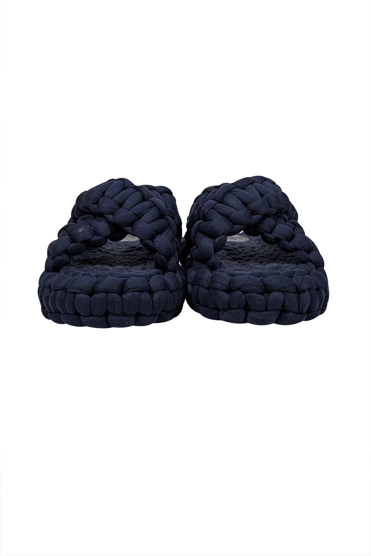 Chloe Navy Woven Braided Kamy Platform Slide Sandals - Size 7 - Stylish Beach Must - Haves