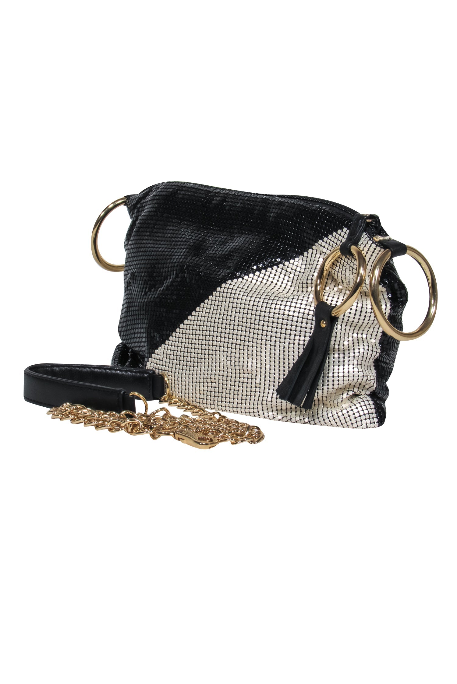 Whiting & Davis - Rockin' Black & White Chainmail Crossbody Purse