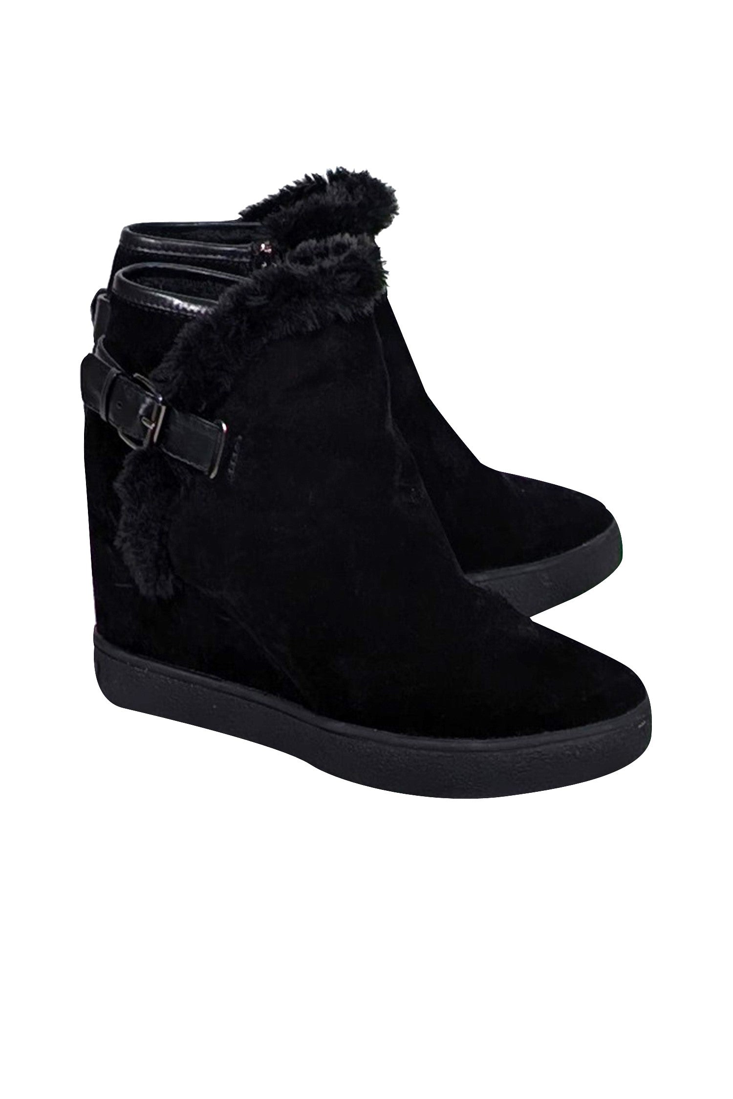 Aquatalia Black Suede Wedged Short Boots - Size 8: Your Winter Style Essential