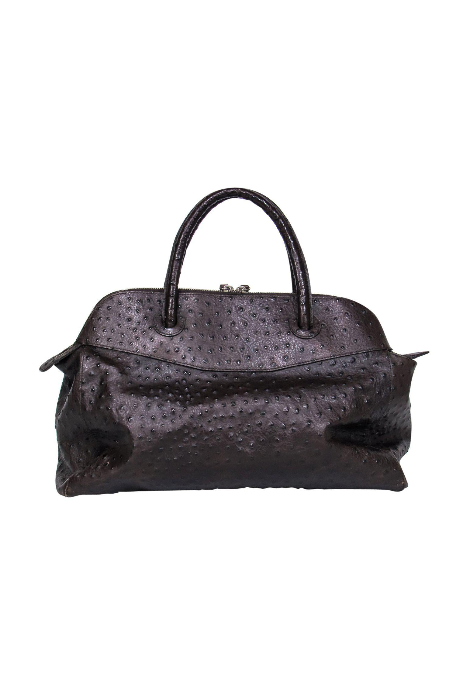 Furla - Stunning Brown Ostrich Embossed Large Satchel Handbag