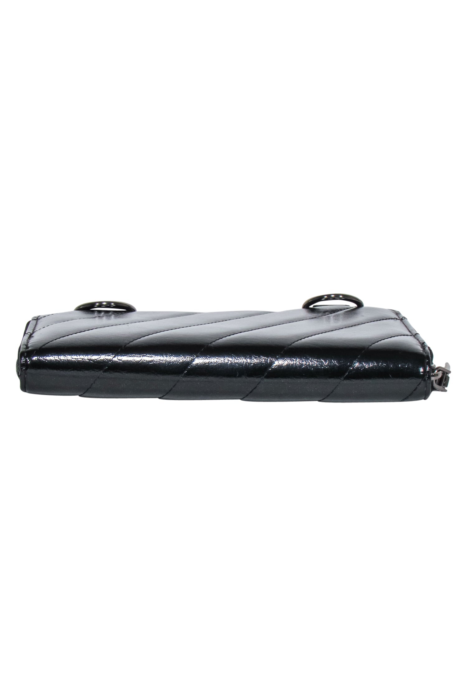 Royln - Sleek Black Patent Leather Crossbody Wallet with Removable Strap