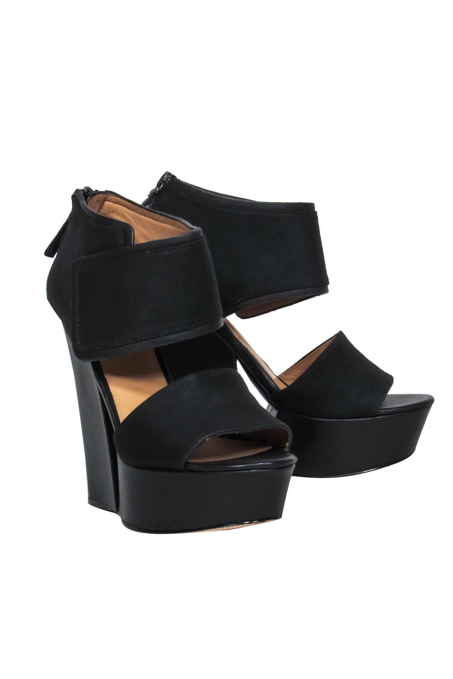 L.A.M.B Black Cutout Wedge Heels - Size 6.5