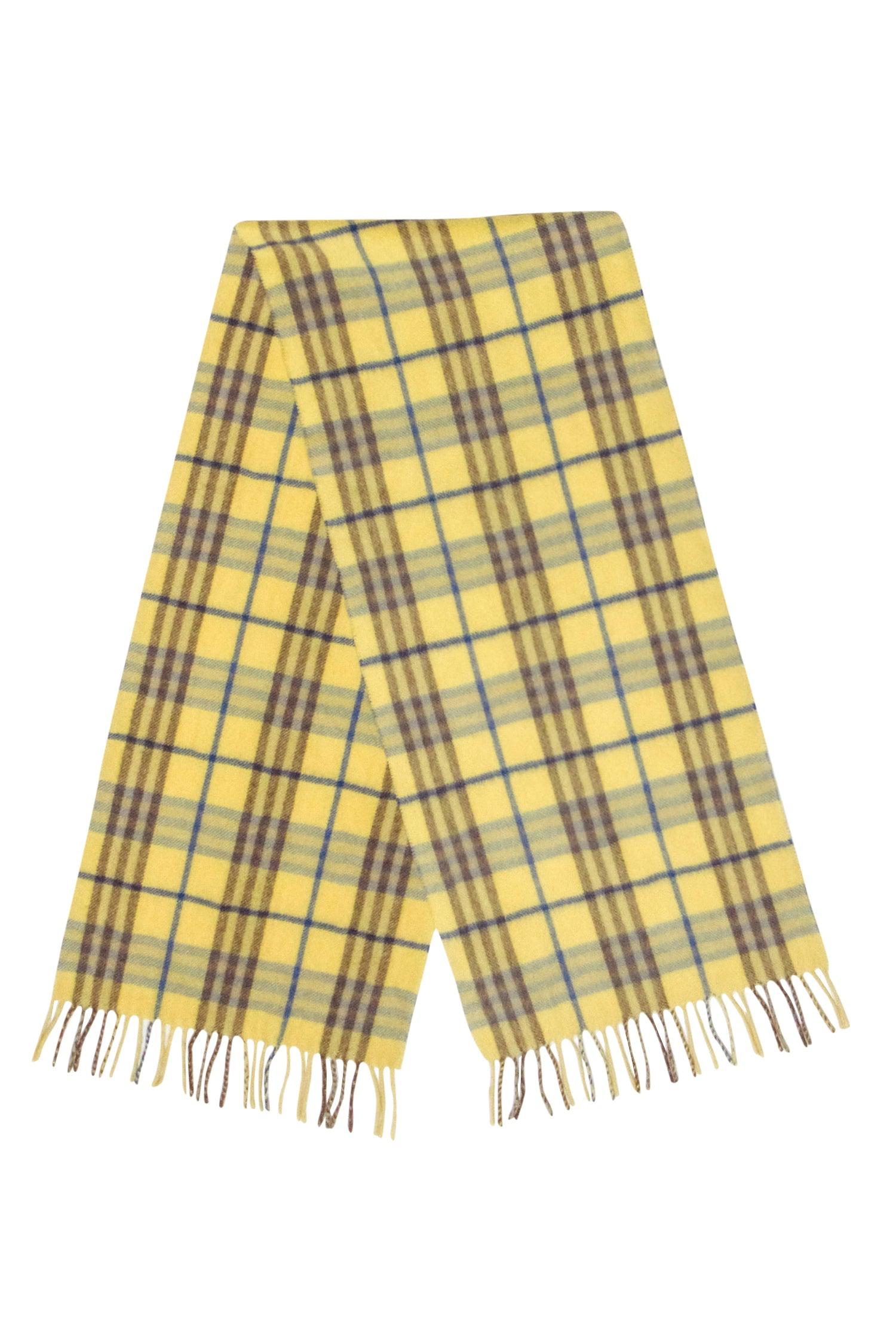 Burberry's Stunning Yellow & Blue Plaid Cashmere Scarf
