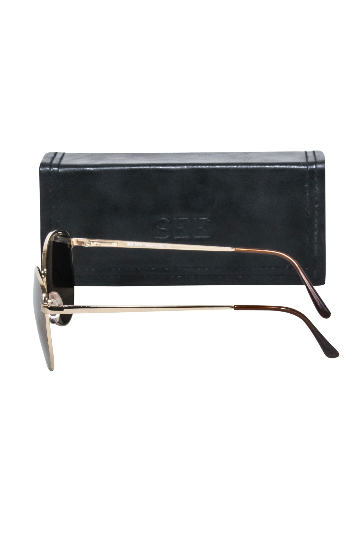 See - Stylish Gold Rounded Sunglasses with Yellow Lenses