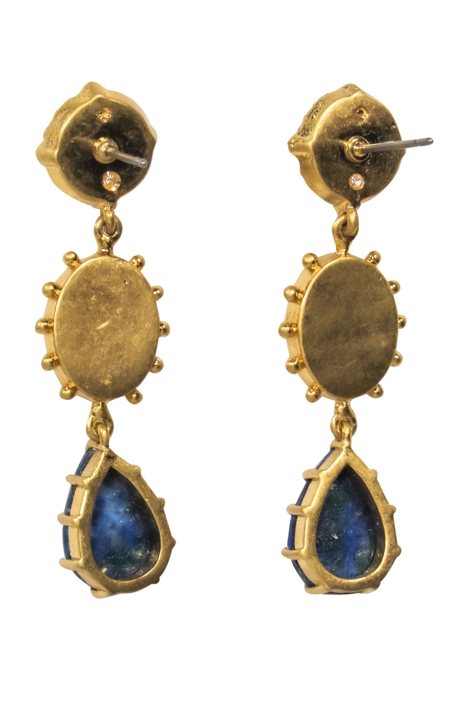 Kate Spade Glittering Gold, Blue & Green Jeweled Drop Earrings