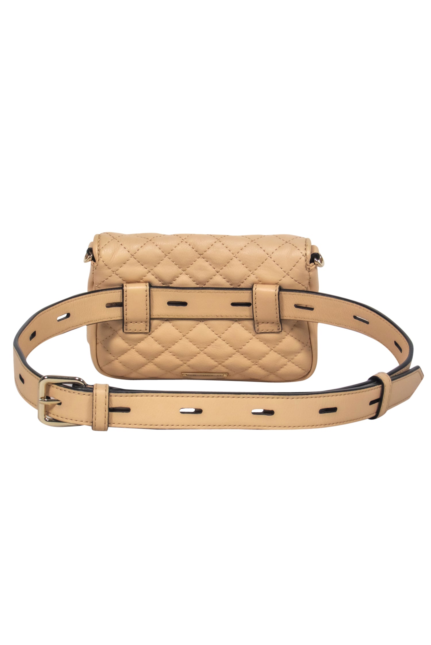 Rebecca Minkoff - Stunning Light Tan Quilted Leather Belt Bag with Gold Chain