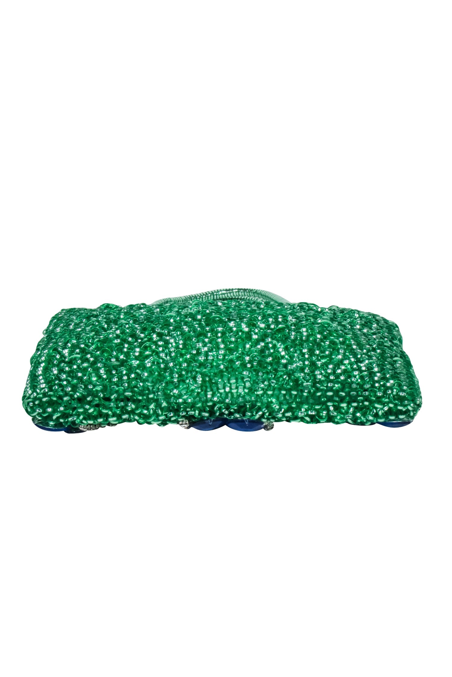 Anteprima - Enchanting Green Coil Handbag with Blue Beaded Front