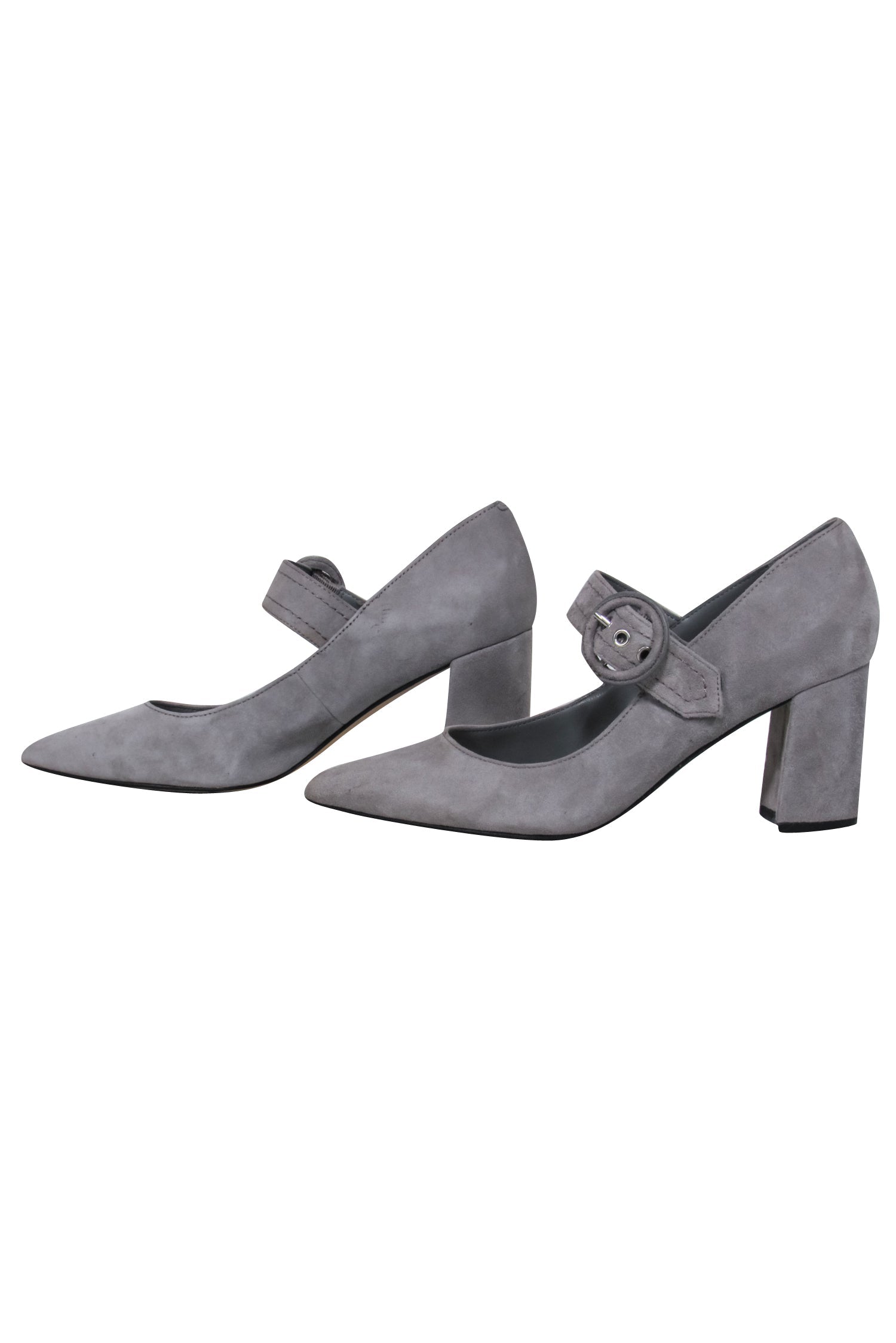 Marc Fisher Grey Suede Mary-Jane Pumps with Buckle Closure - Size 7.5 - A Fashion Must-Have!