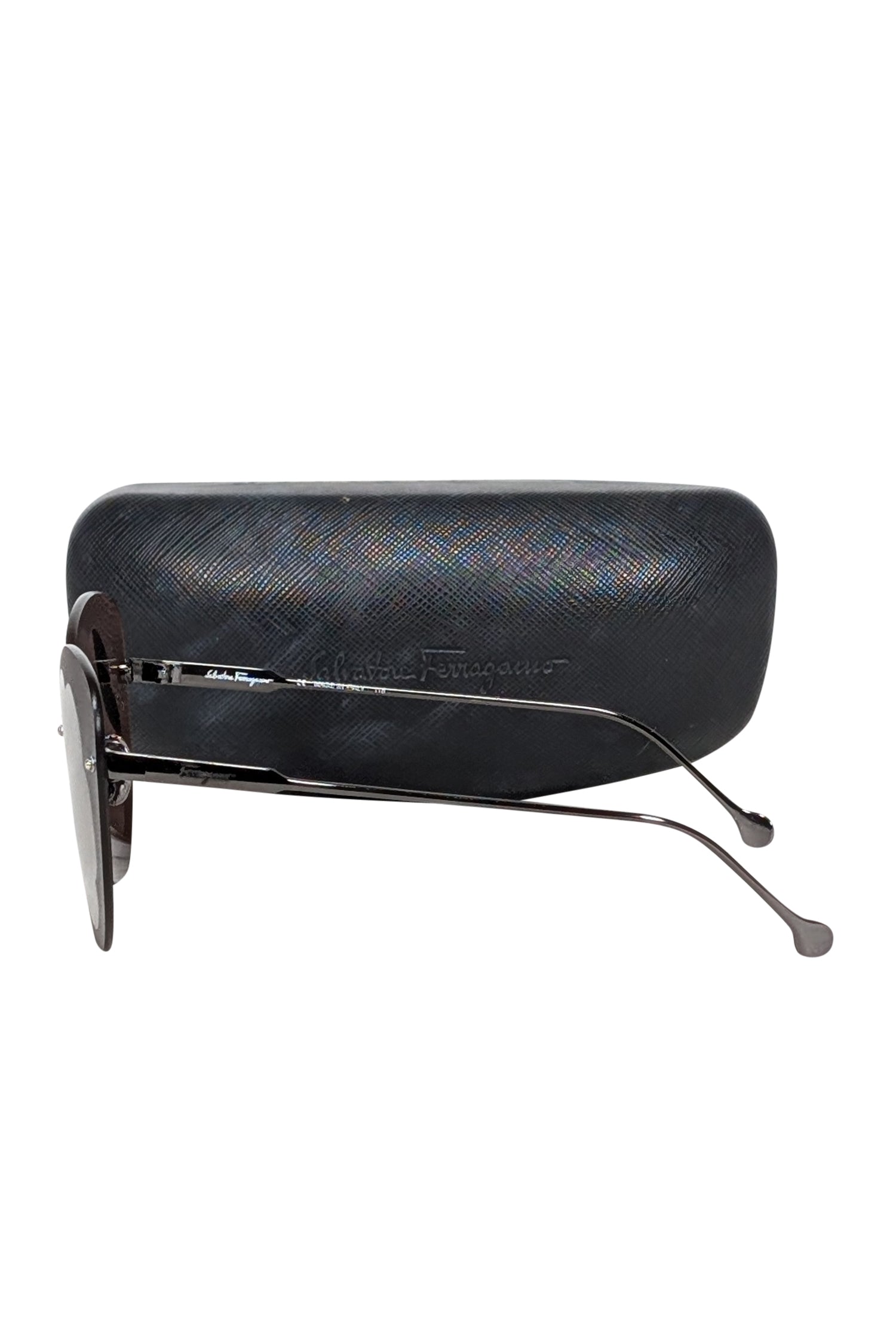 Ferragamo's Stunning Black Matte Large Cat Eye Sunglasses with Scallop Edge Lenses