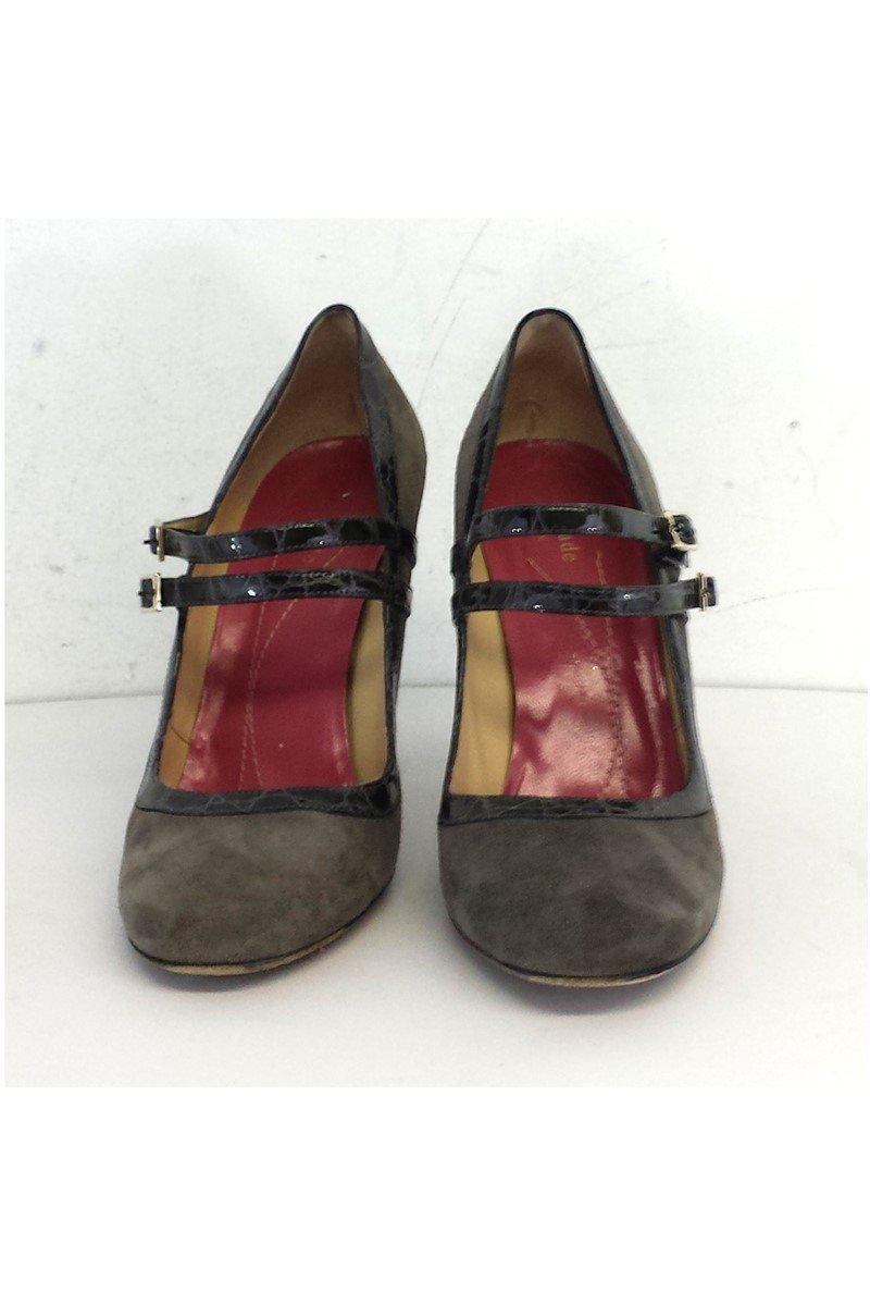 Gorgeous Kate Spade Grey Suede & Croc Mary Janes - Size 10!