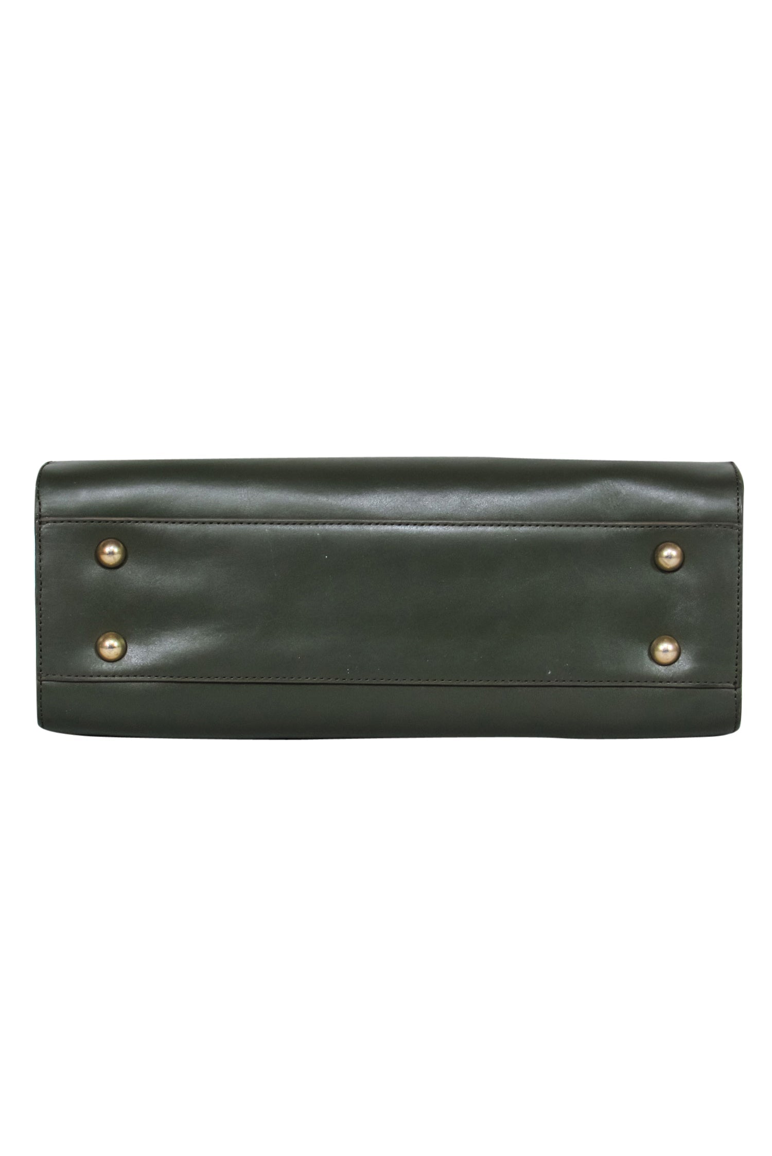 Zac Posen Olive Green Luxury Smooth Leather Multi-Compartment Satchel