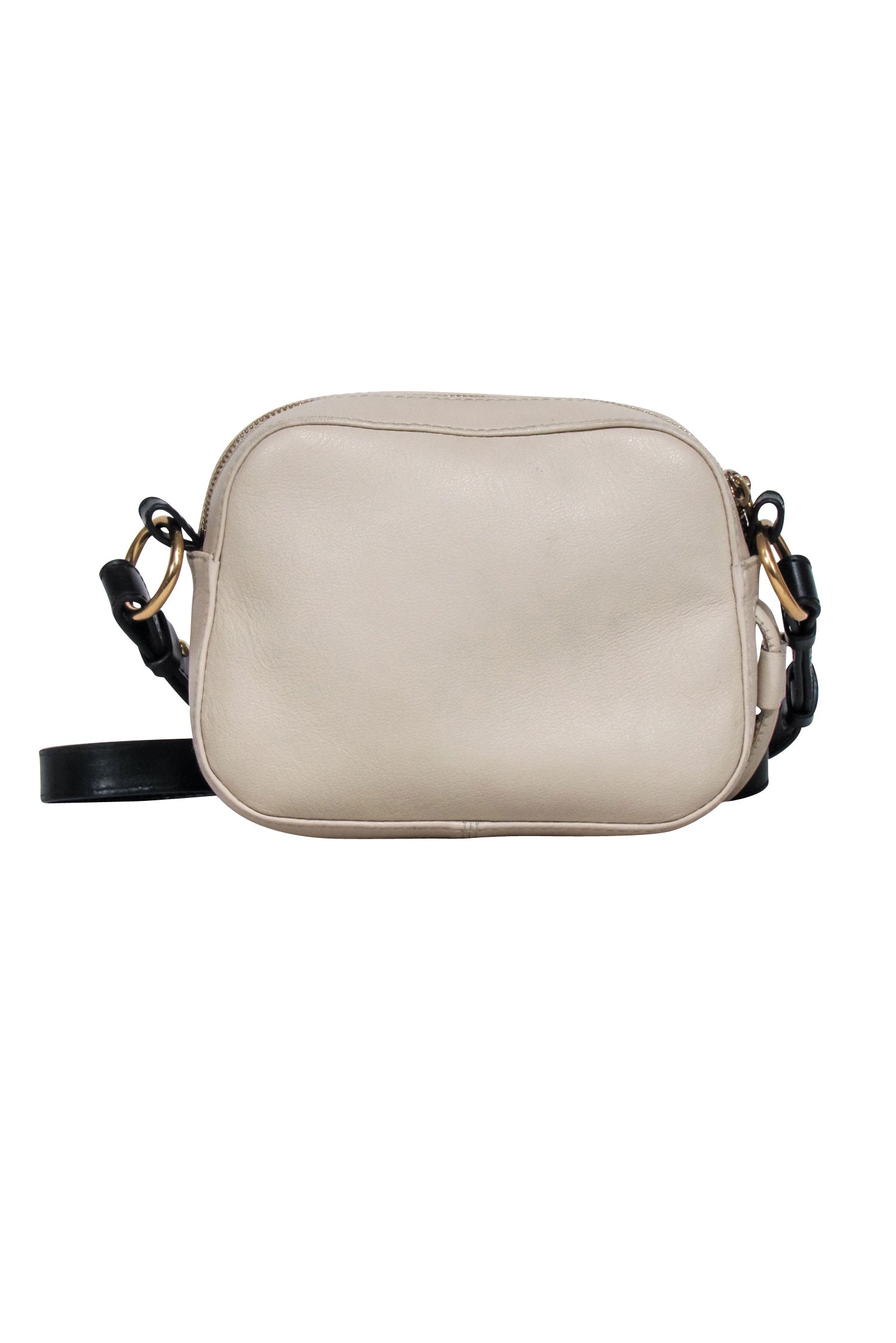 See by Chloe Beige Leather Crossbody Bag with Black Strap