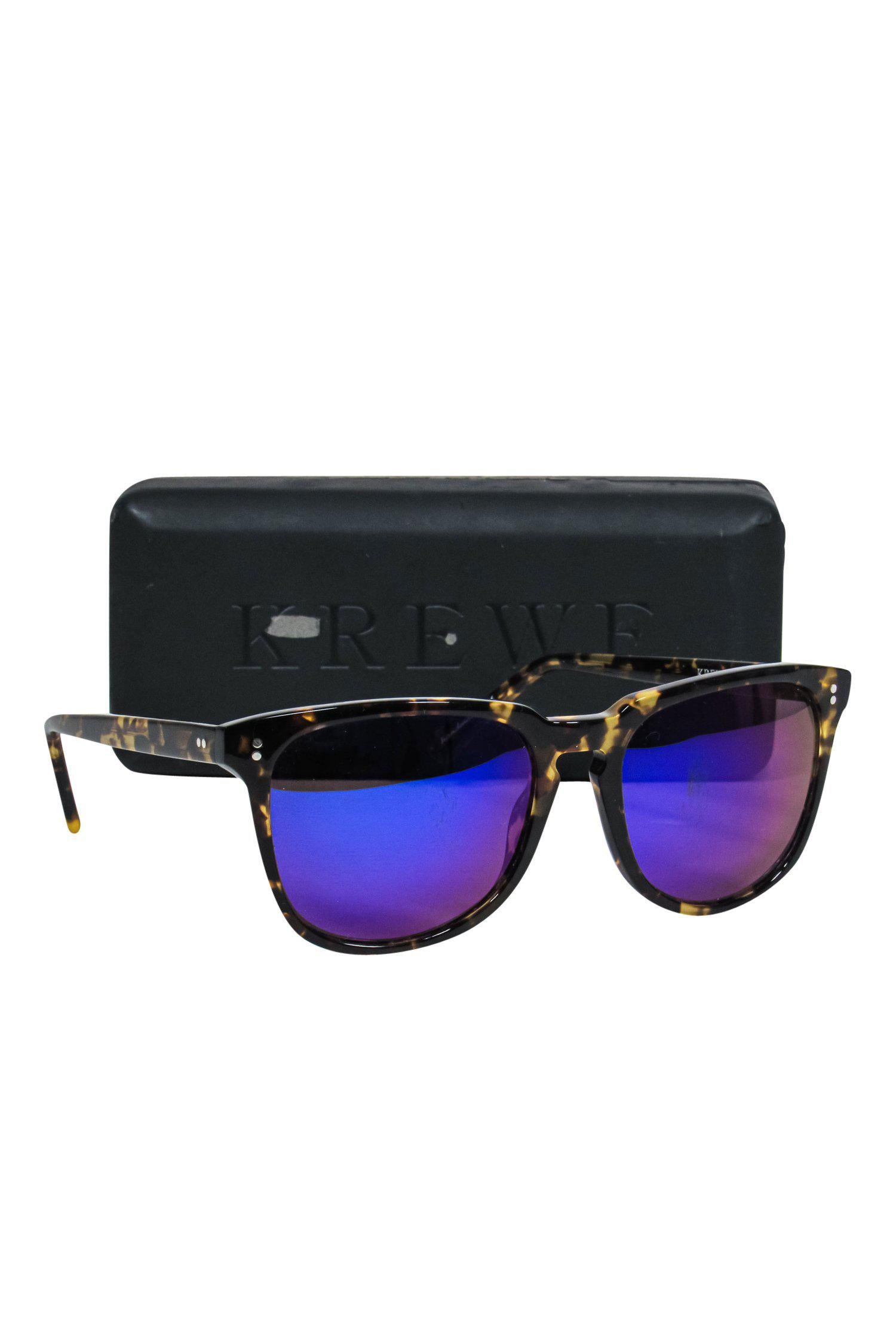 Krewe's Stunning Tortoise Shell Wayfarer Sunglasses with Holographic Lenses