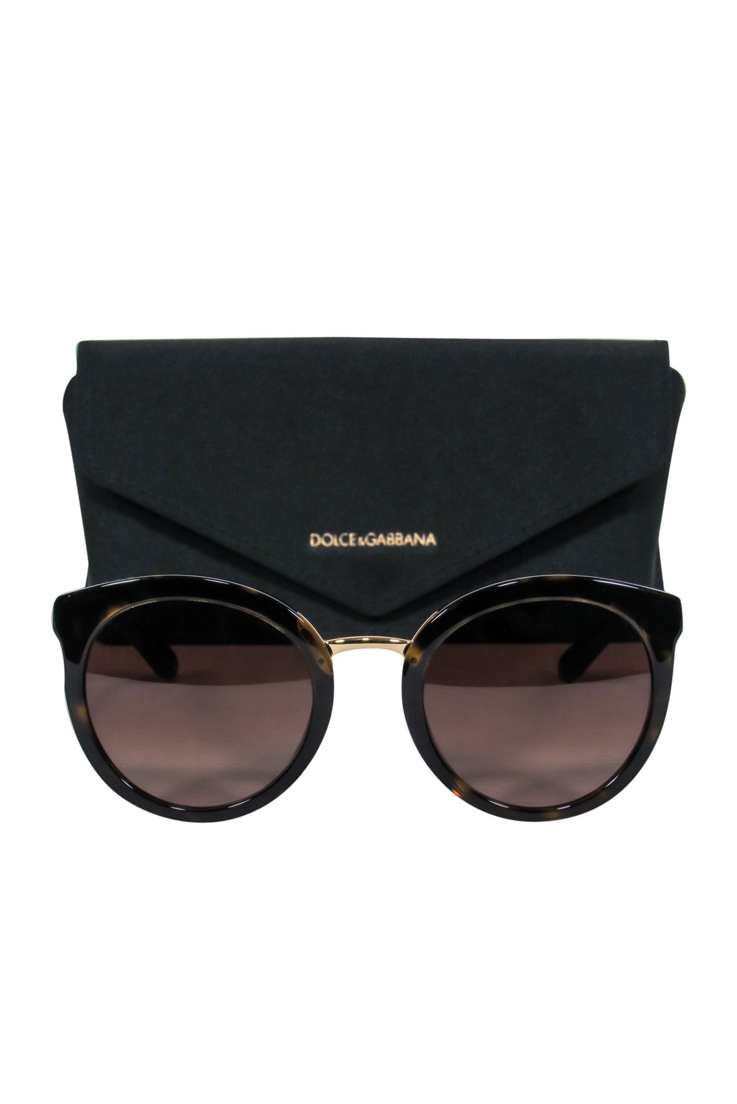 Dolce & Gabbana - Stylish Brown Tortoise Shell Round Sunglasses with Gold Trim