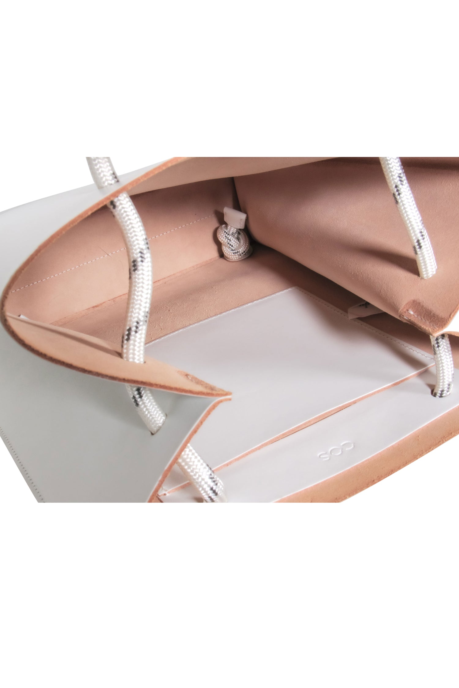 COS - Stunning White Leather Rope Drawstring Backpack