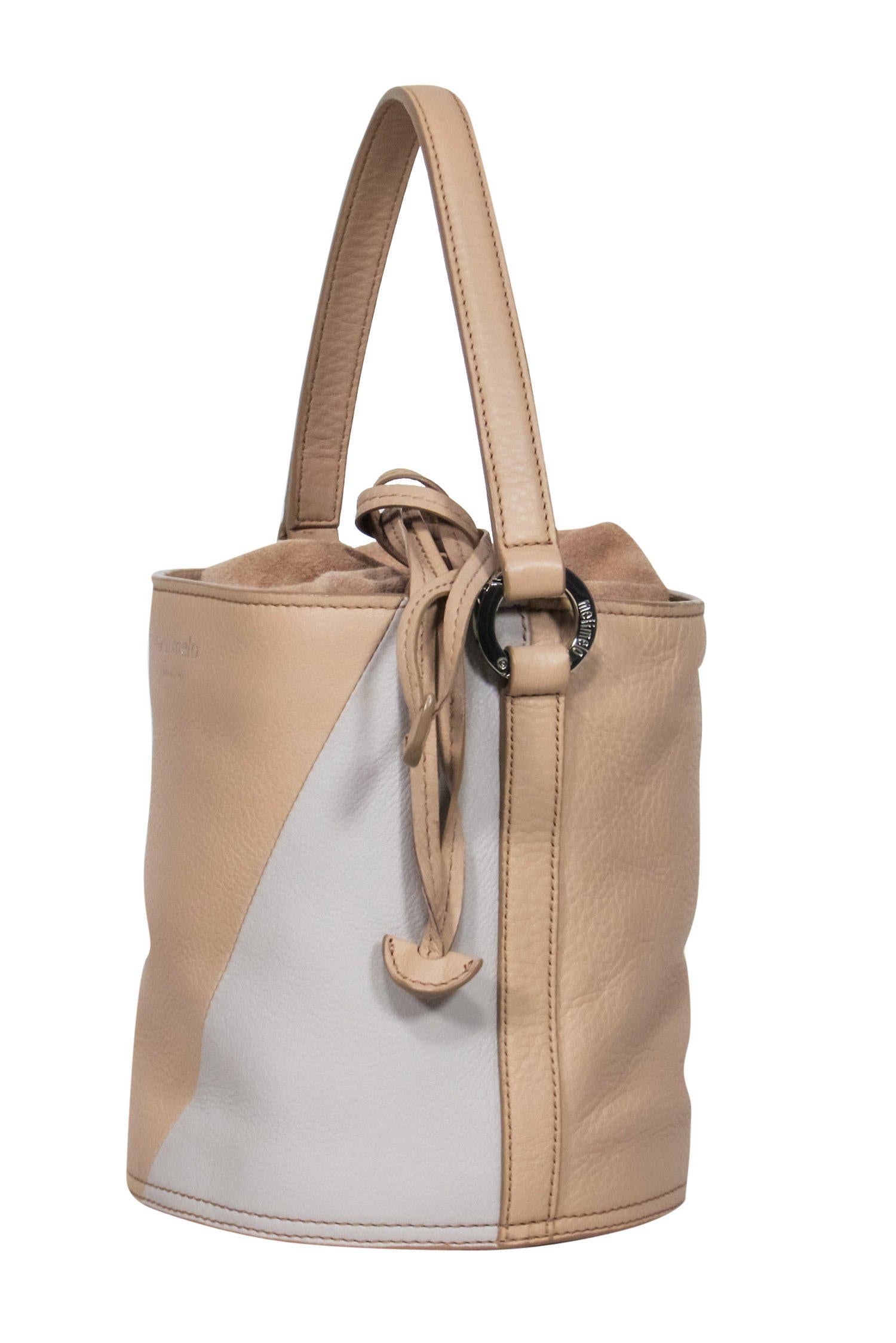Meli Melo - Stunning Beige Leather Drawstring Bucket Bag