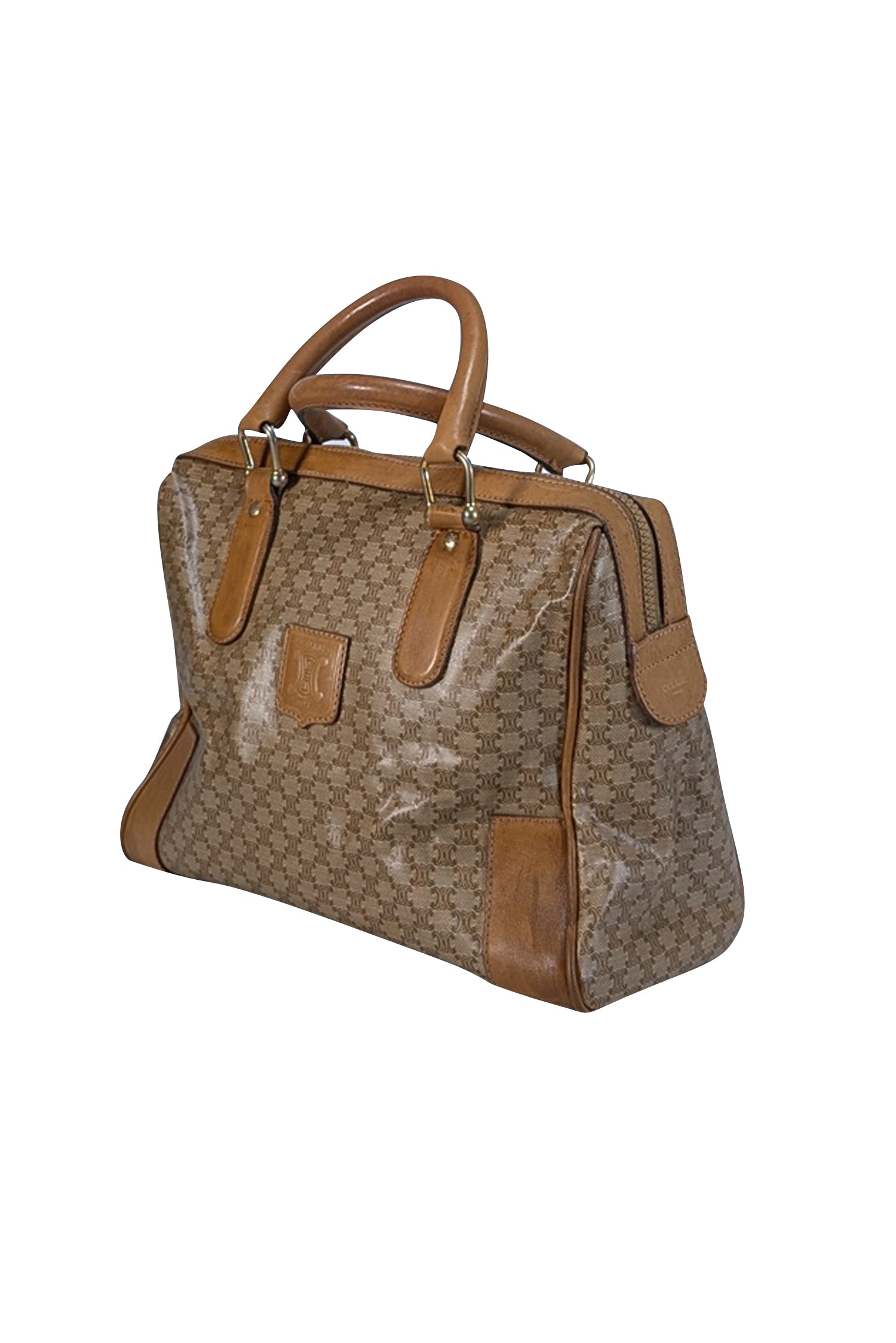 Celine Beige & Tan Monogram Macadam Boston Bag - A Fashion Must-Have