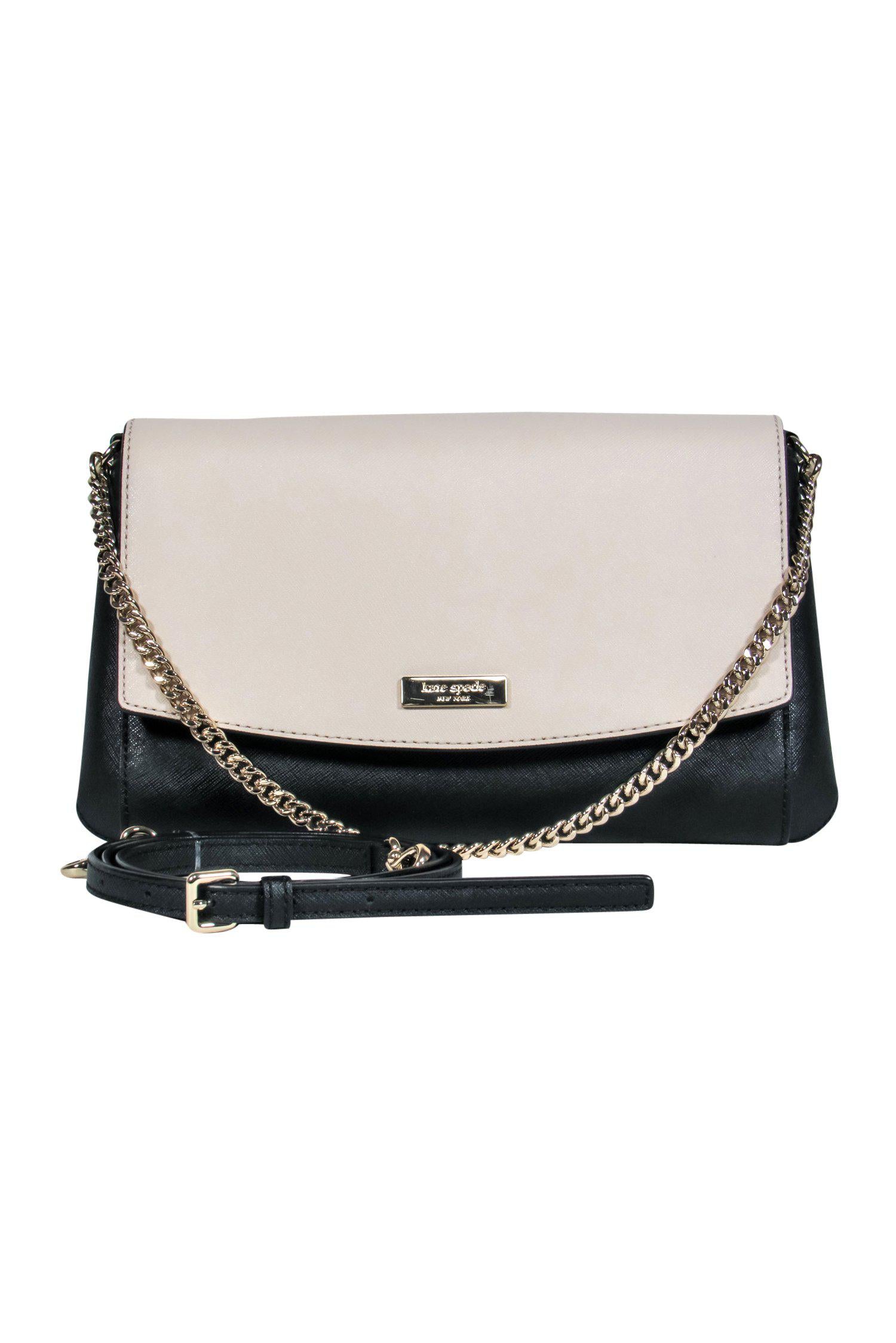 Kate Spade's Gorgeous Ivory & Black Textured Leather Convertible Shoulder Bag