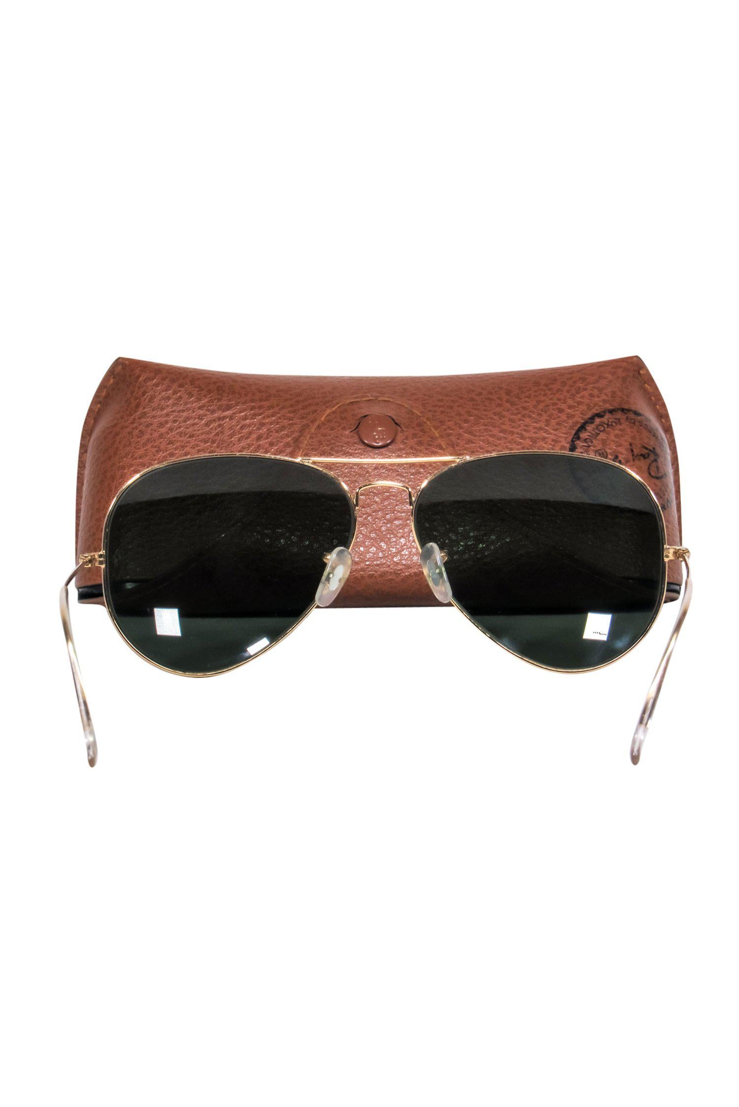 Ray-Ban Gold Aviator Sunglasses with Stunning Greenish Blue Tint