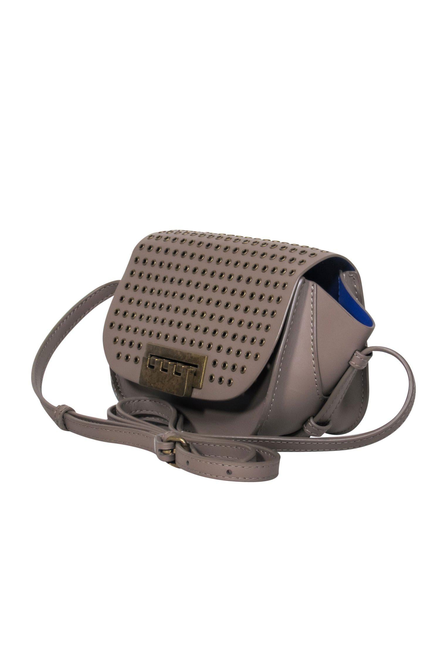 Zac Posen Taupe Leather Mini Crossbody with Grommets - A Chic Downtown Essential