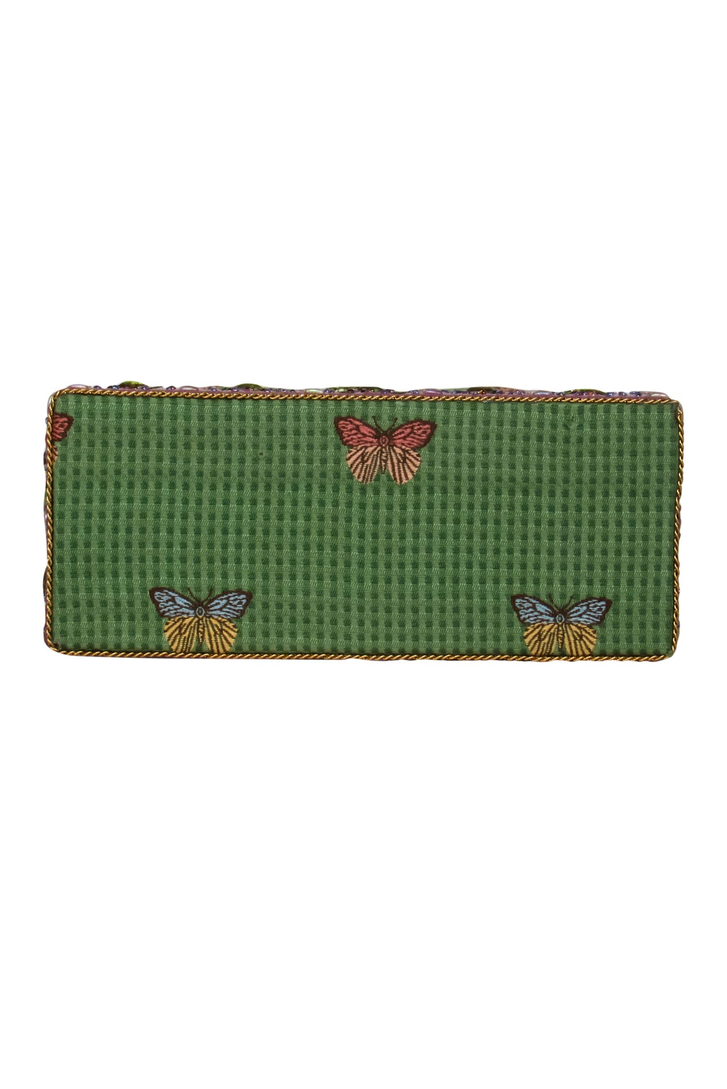 Mary Frances - Enchanting Green Mini Bag with Jewel & Floral Embellishments