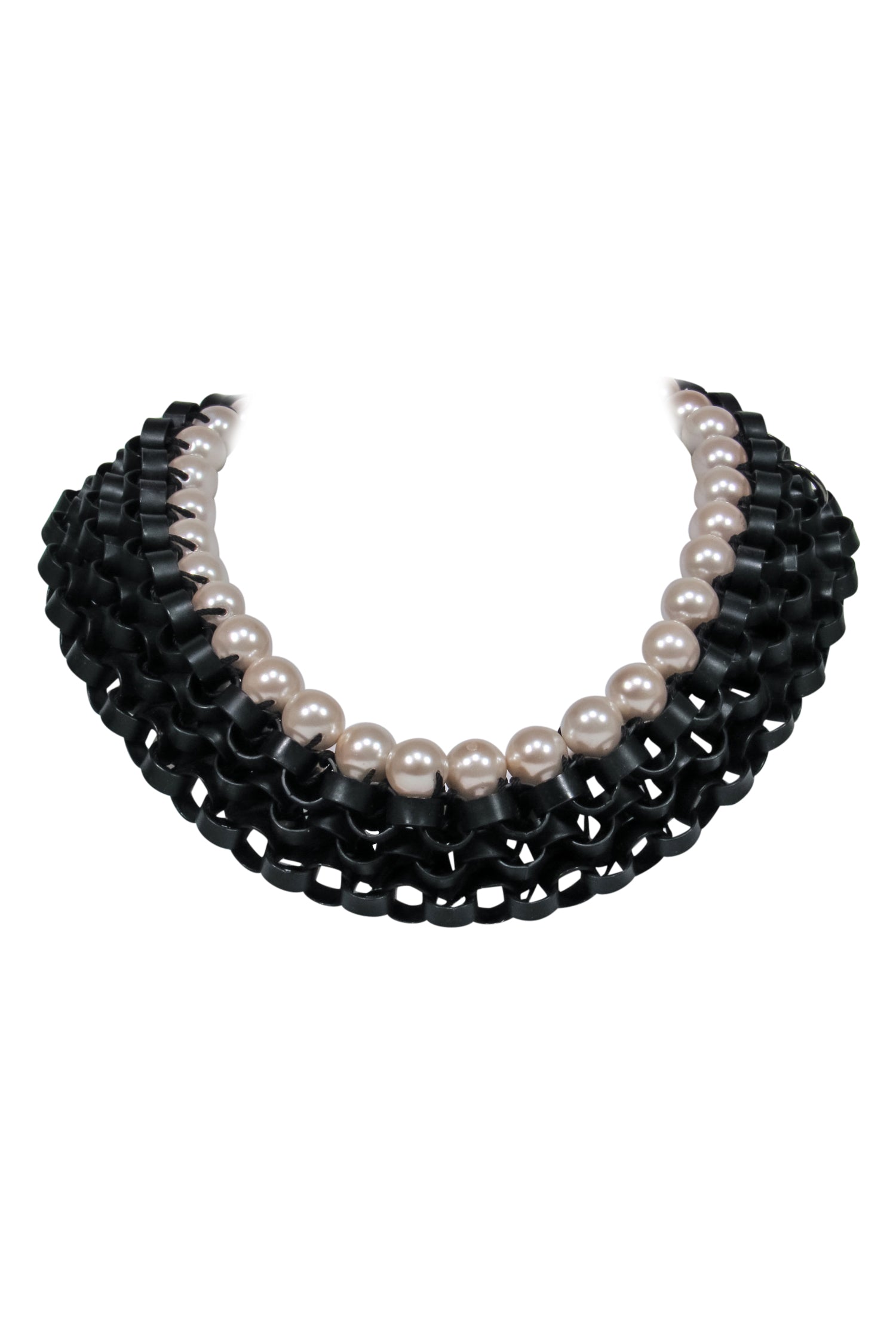 Lee Angel Faux Pearl Three - Strand Woven Choker