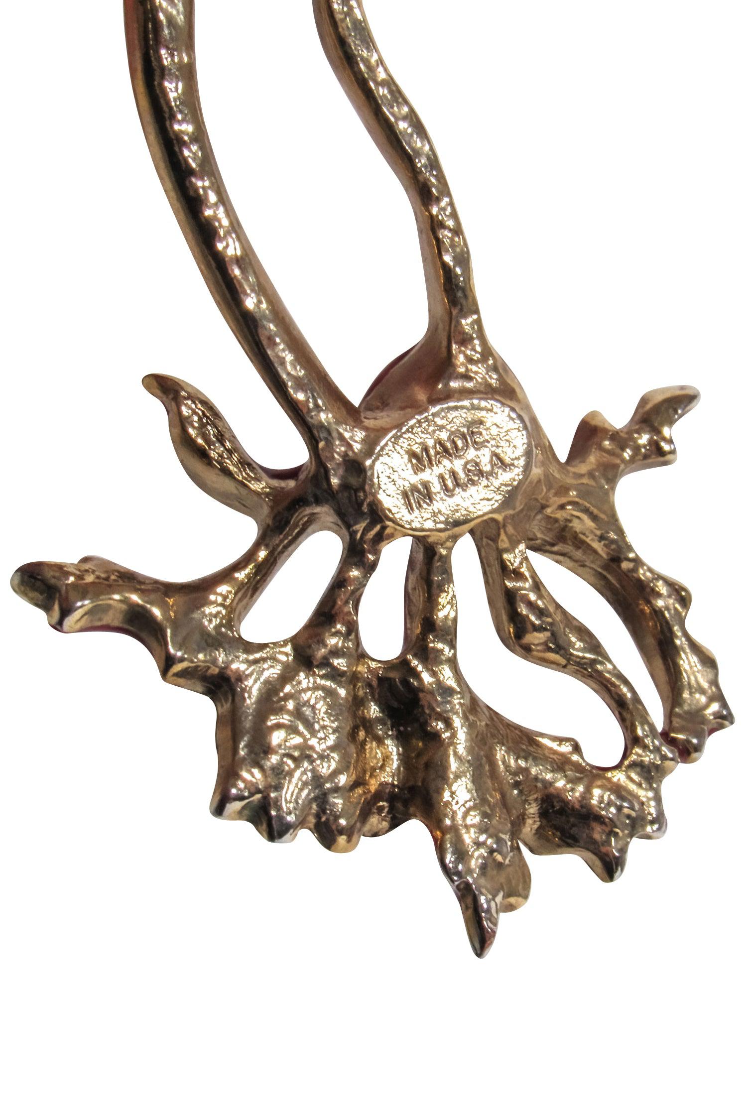 Oscar de la Renta's Stunning Gold & Red Carnation Leaf Earrings