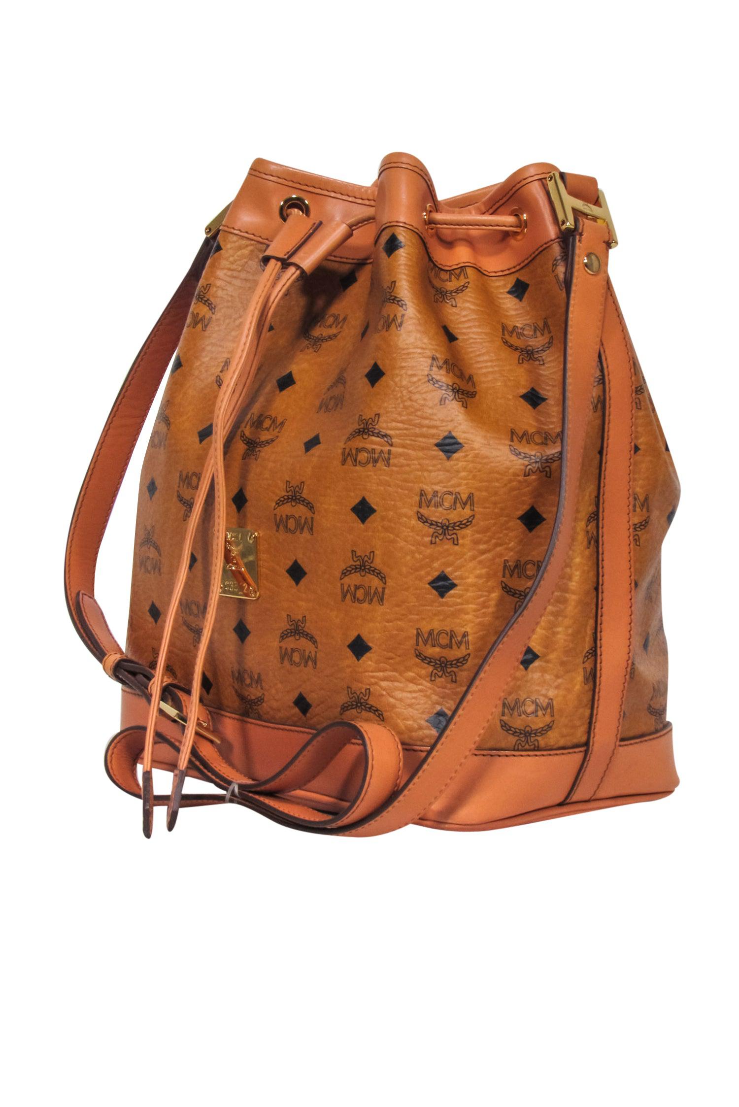 MCM Tan Dessau Medium Visetos Bucket Bag - A Chic Fashion Essential