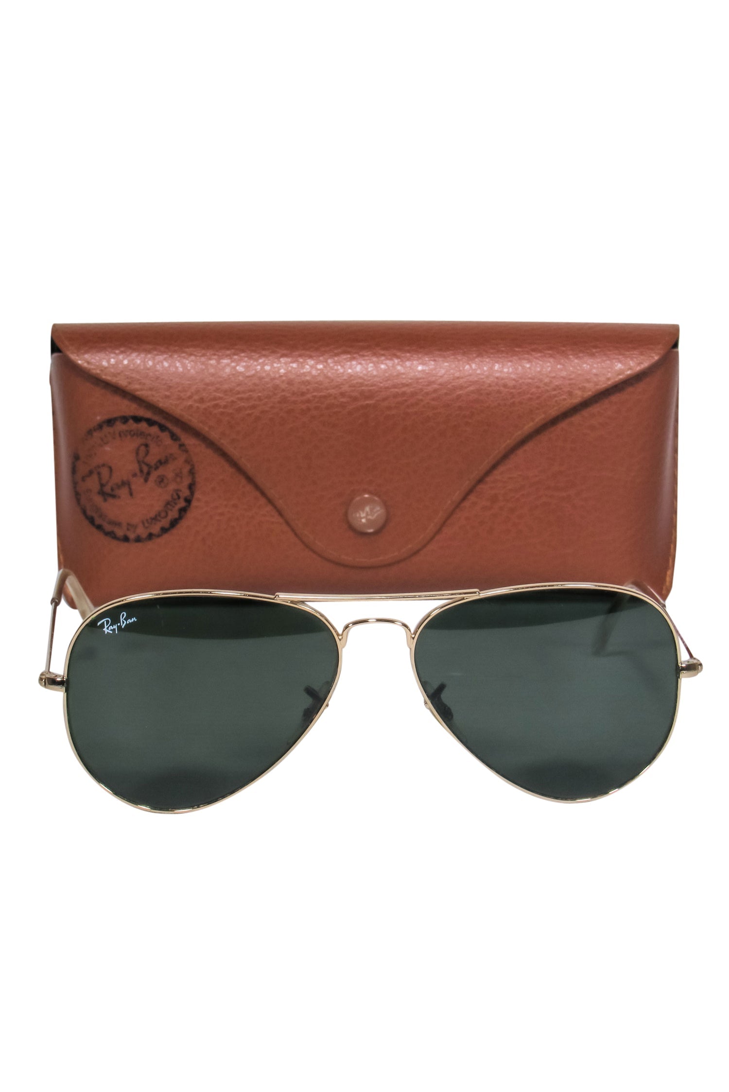 Ray-Ban Gold Aviator Sunglasses with Stunning Greenish Blue Tint