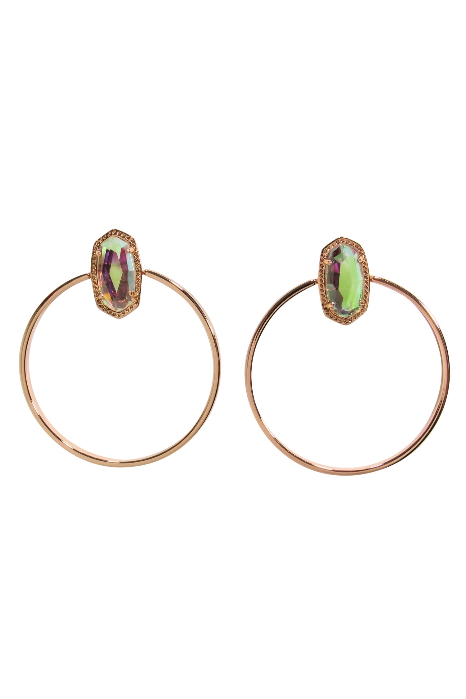 Kendra Scott - Stunning Rose Gold Stud Hoop Earrings with Iridescent Stones